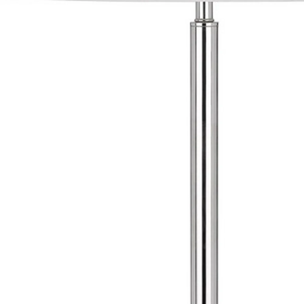 Chrome Tray Table Floor Lamp With White Transparent Glass Square Shade By Homeroots - Image 3