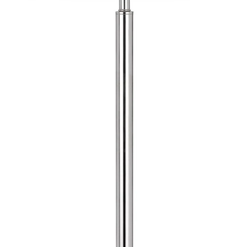 Chrome Tray Table Floor Lamp With White Transparent Glass Square Shade By Homeroots - Image 4
