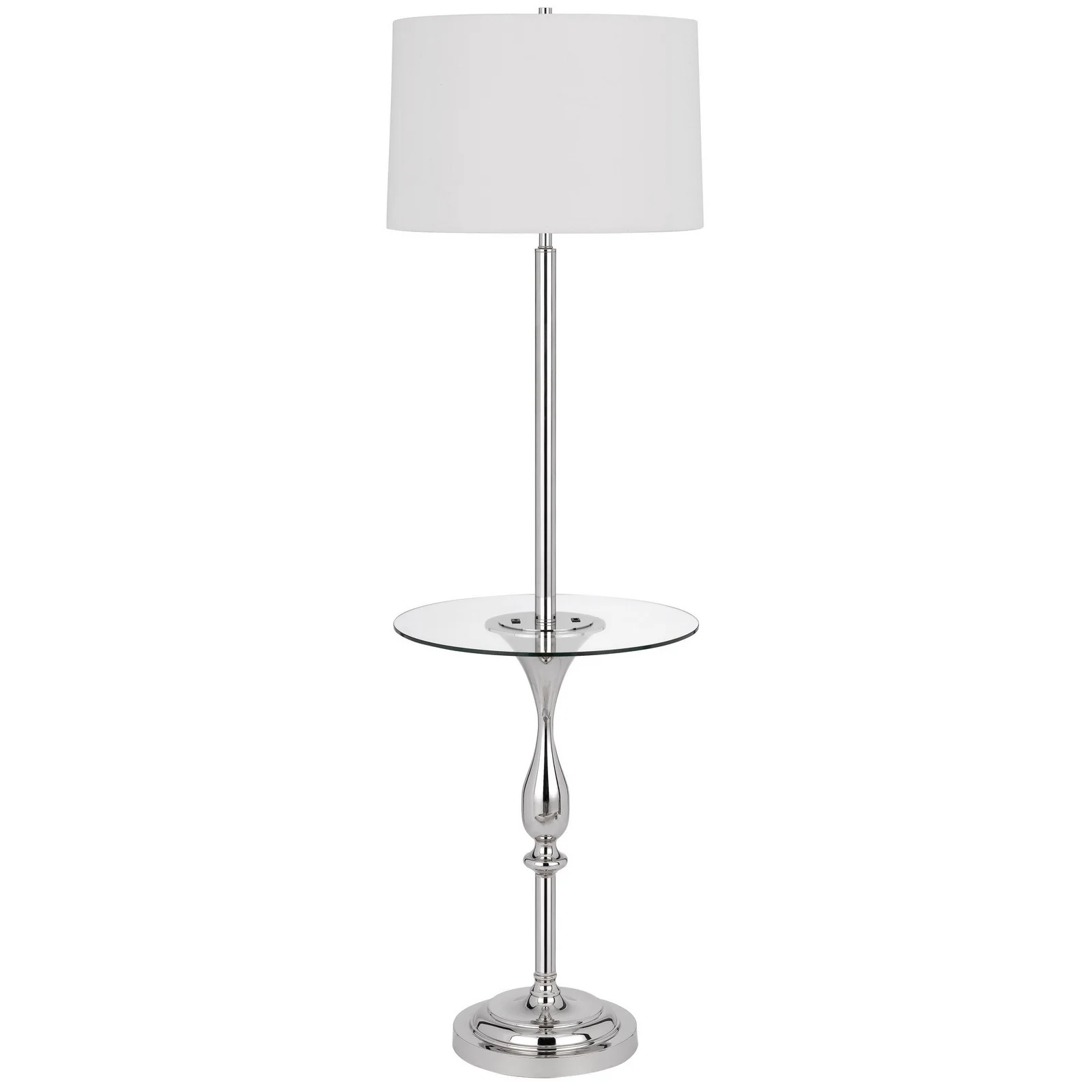 Chrome Tray Table Floor Lamp With White Transparent Glass Square Shade By Homeroots - Image 6