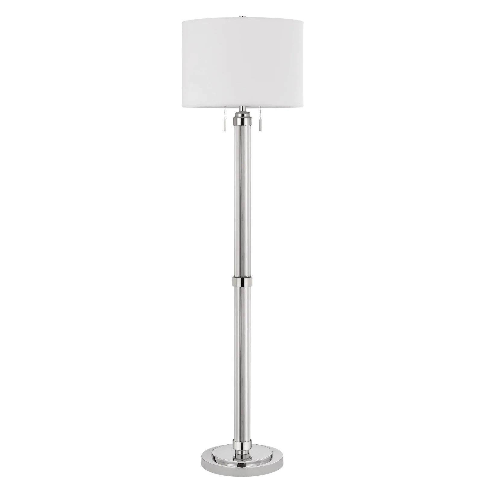 Chrome Two Light Traditional Shaped Floor Lamp With White Rectangular Shade By Homeroots - Image 2
