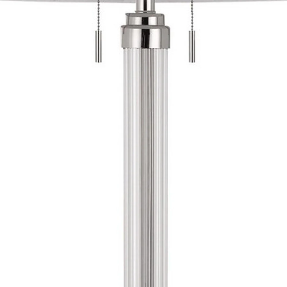 Chrome Two Light Traditional Shaped Floor Lamp With White Rectangular Shade By Homeroots - Image 5