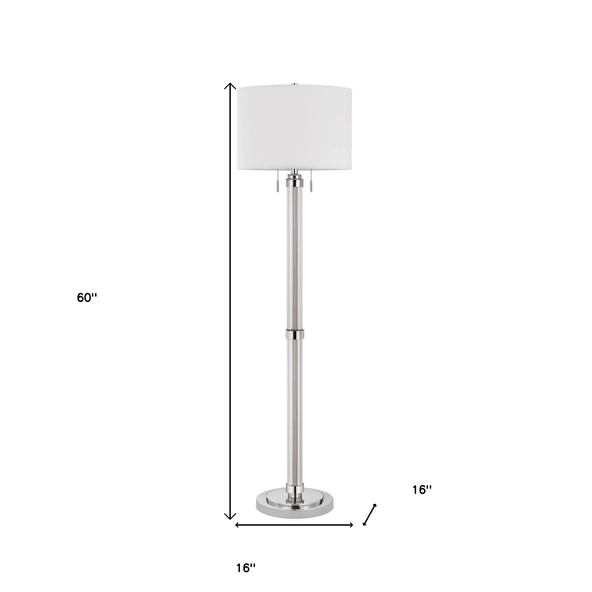 Chrome Two Light Traditional Shaped Floor Lamp With White Rectangular Shade By Homeroots - Image 6