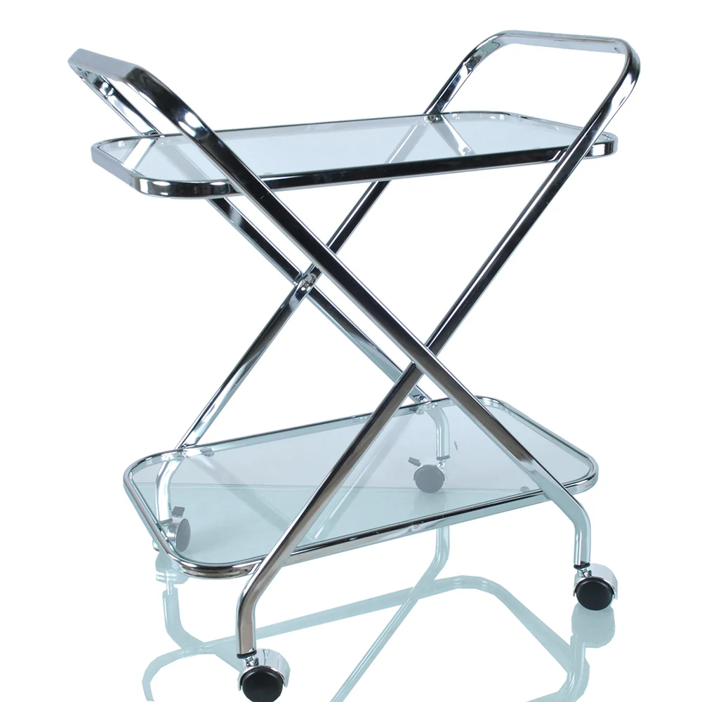 Chrome XShape Bar Cart By Homeroots - Image 4