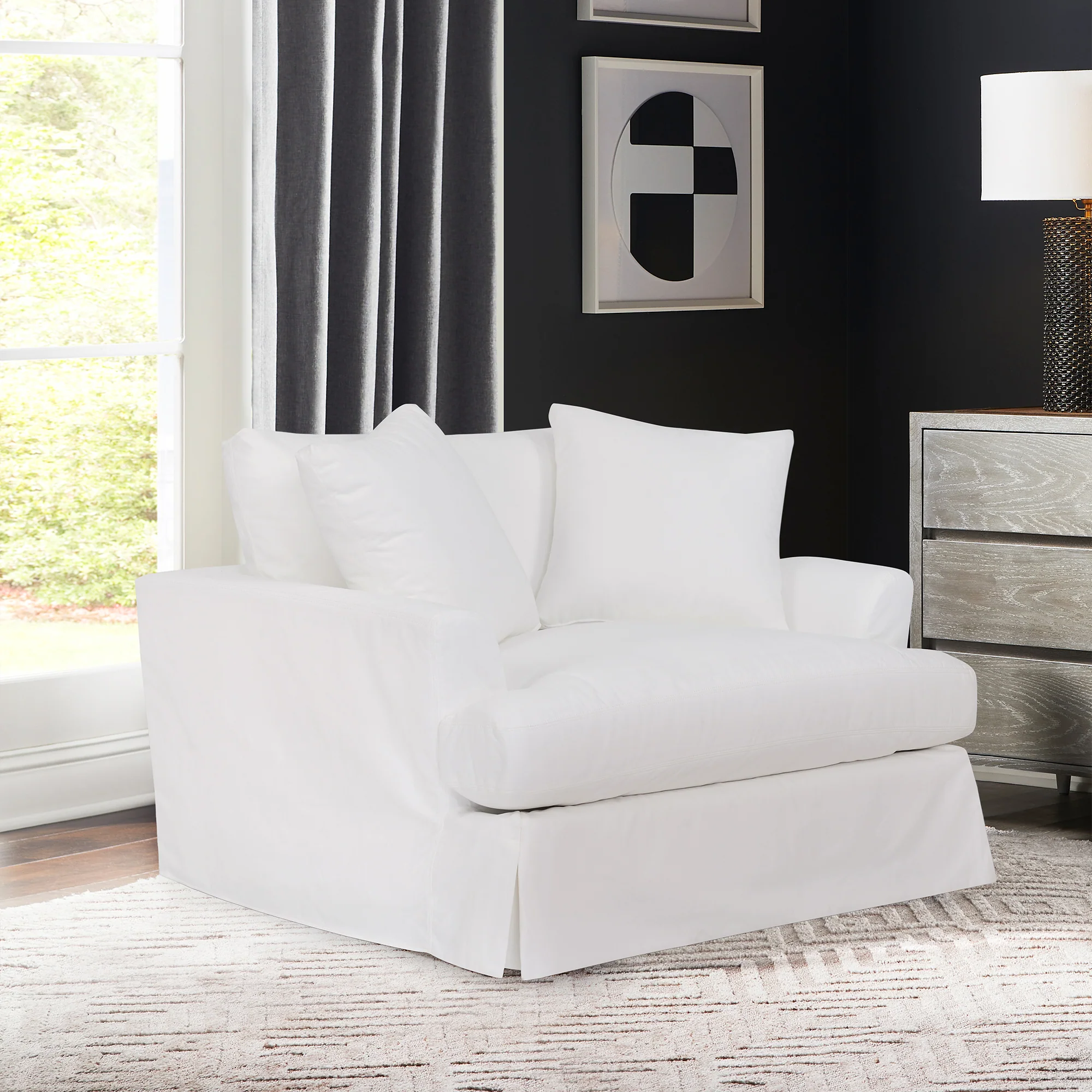 Ciara 53" Upholstered Chair and a Half in Slate Gray By Armen Living - Image 19