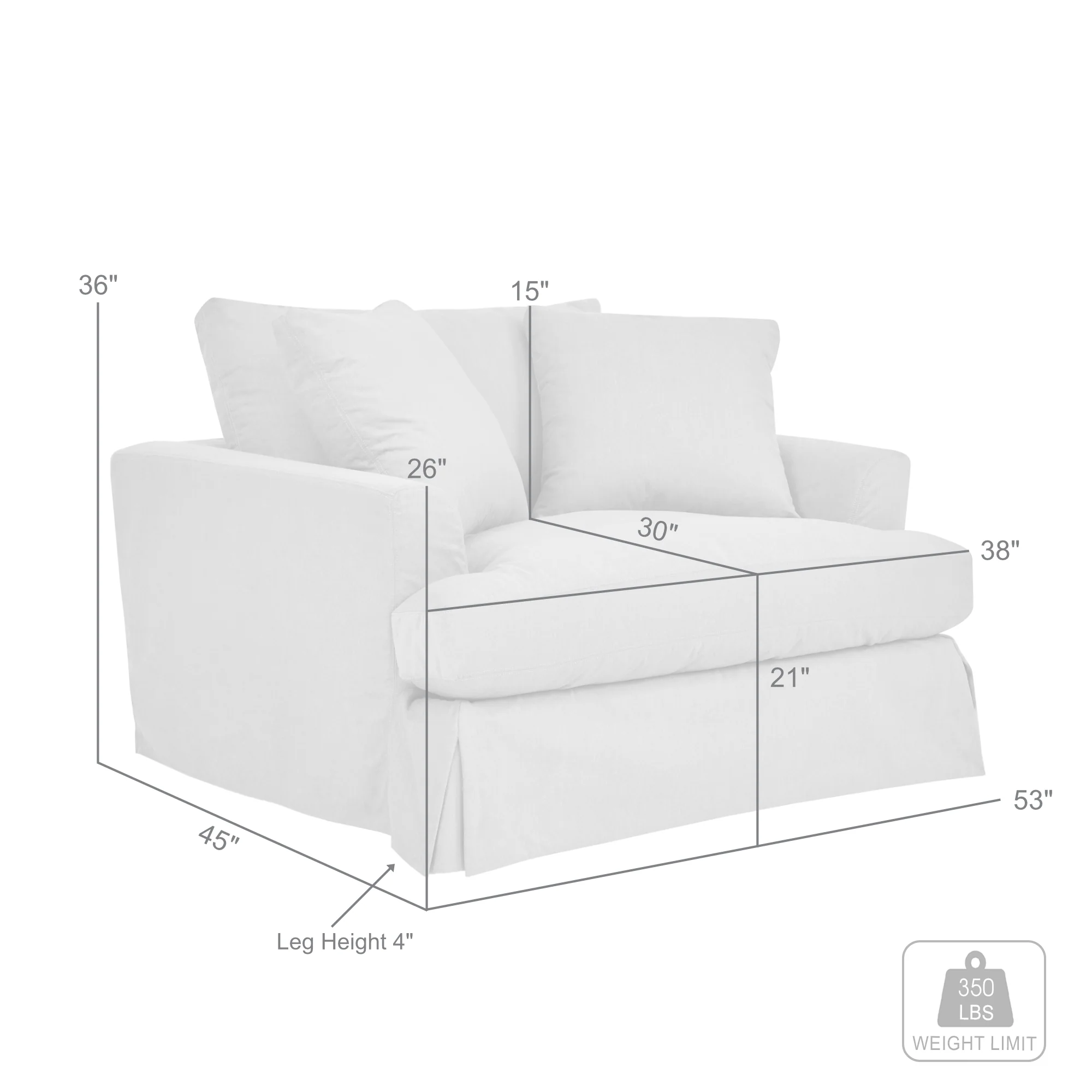 Ciara 53" Upholstered Chair and a Half in Slate Gray By Armen Living - Image 8