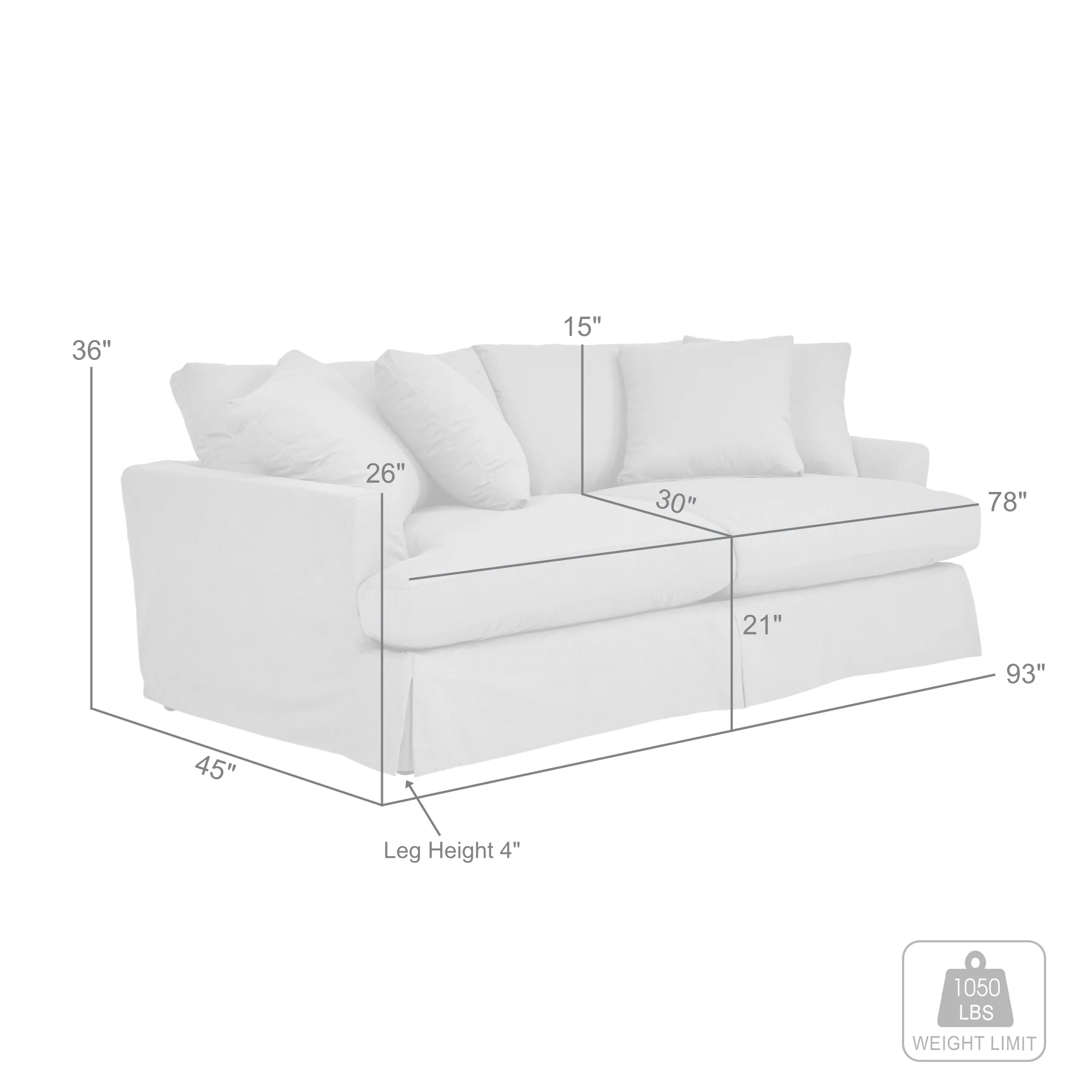 Ciara 93" Upholstered Sofa in Slate Gray  By Armen Living - Image 8