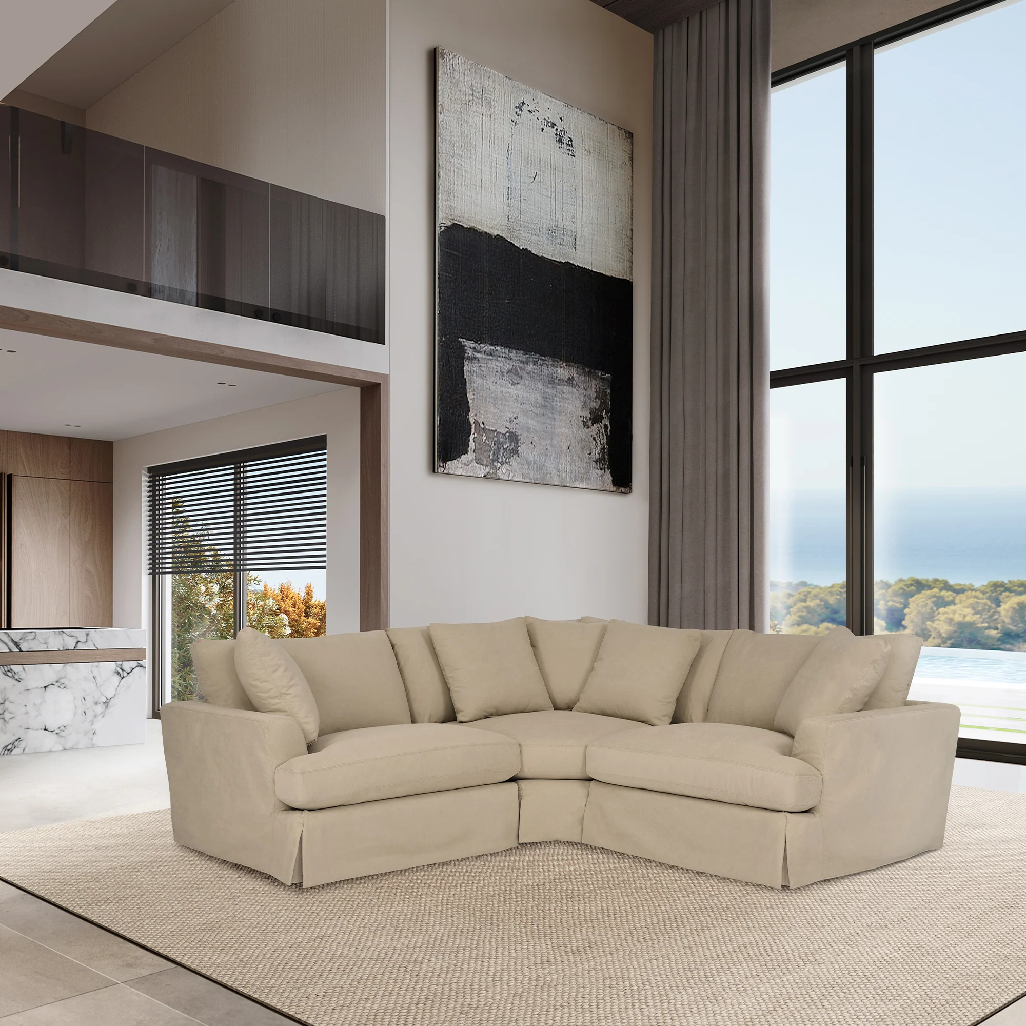 Ciara Upholstered 3 Piece Sectional Sofa in Slate Gray  By Armen Living - Image 17