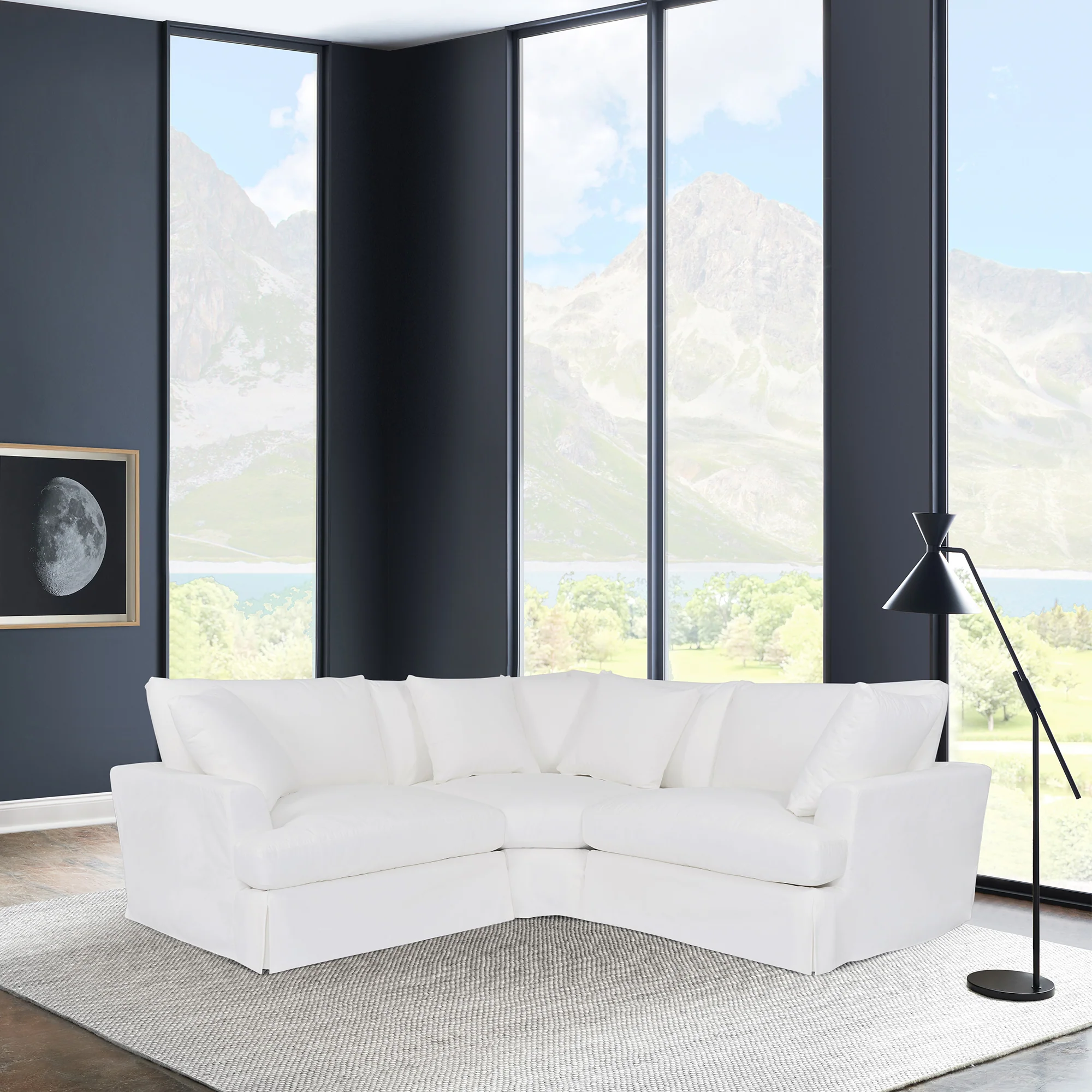 Ciara Upholstered 3 Piece Sectional Sofa in Slate Gray  By Armen Living - Image 9