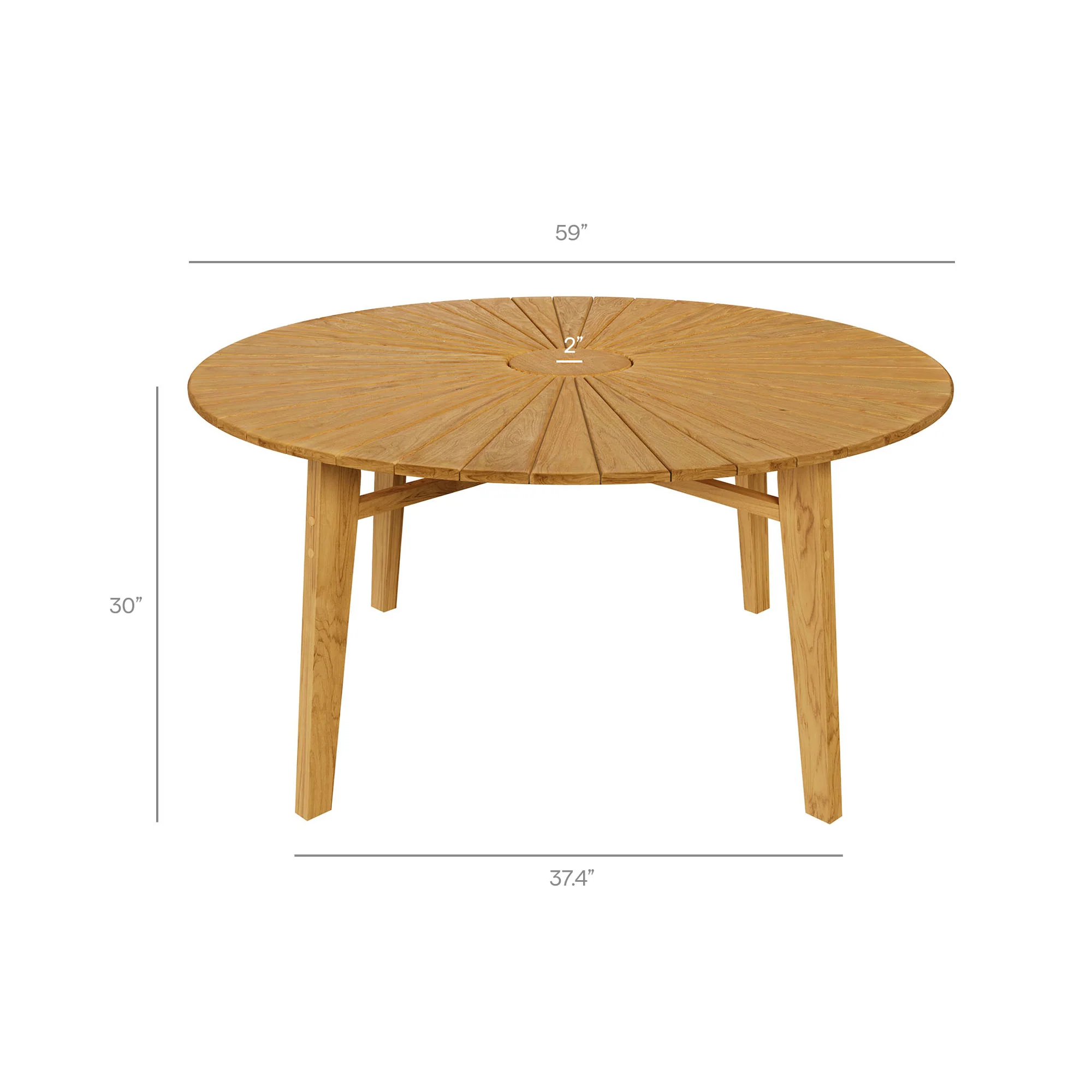 Cielo 59" Sunburst Outdoor Patio Teak Dining Table by Modway - Image 10