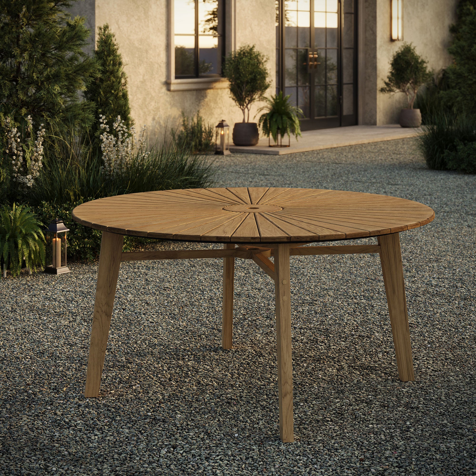 Cielo 59" Sunburst Outdoor Patio Teak Dining Table by Modway - Image 7