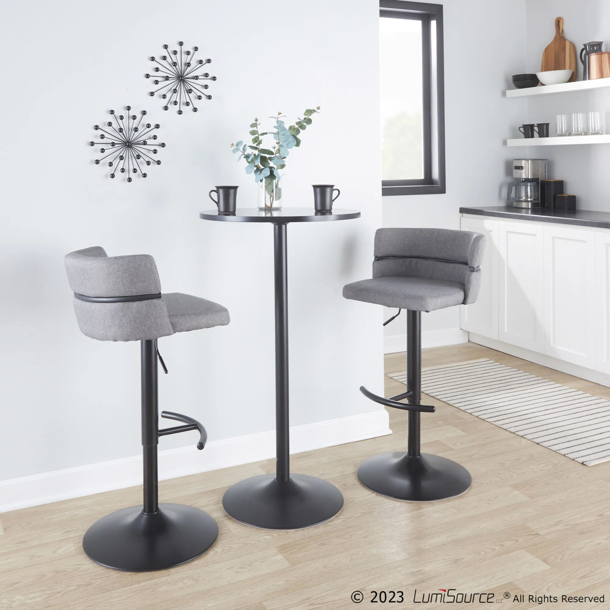 Cinch Adjustable Barstool - Set of 2 By LumiSource - BS-CINCH-RNT2 BKBKCR2 - Image 10