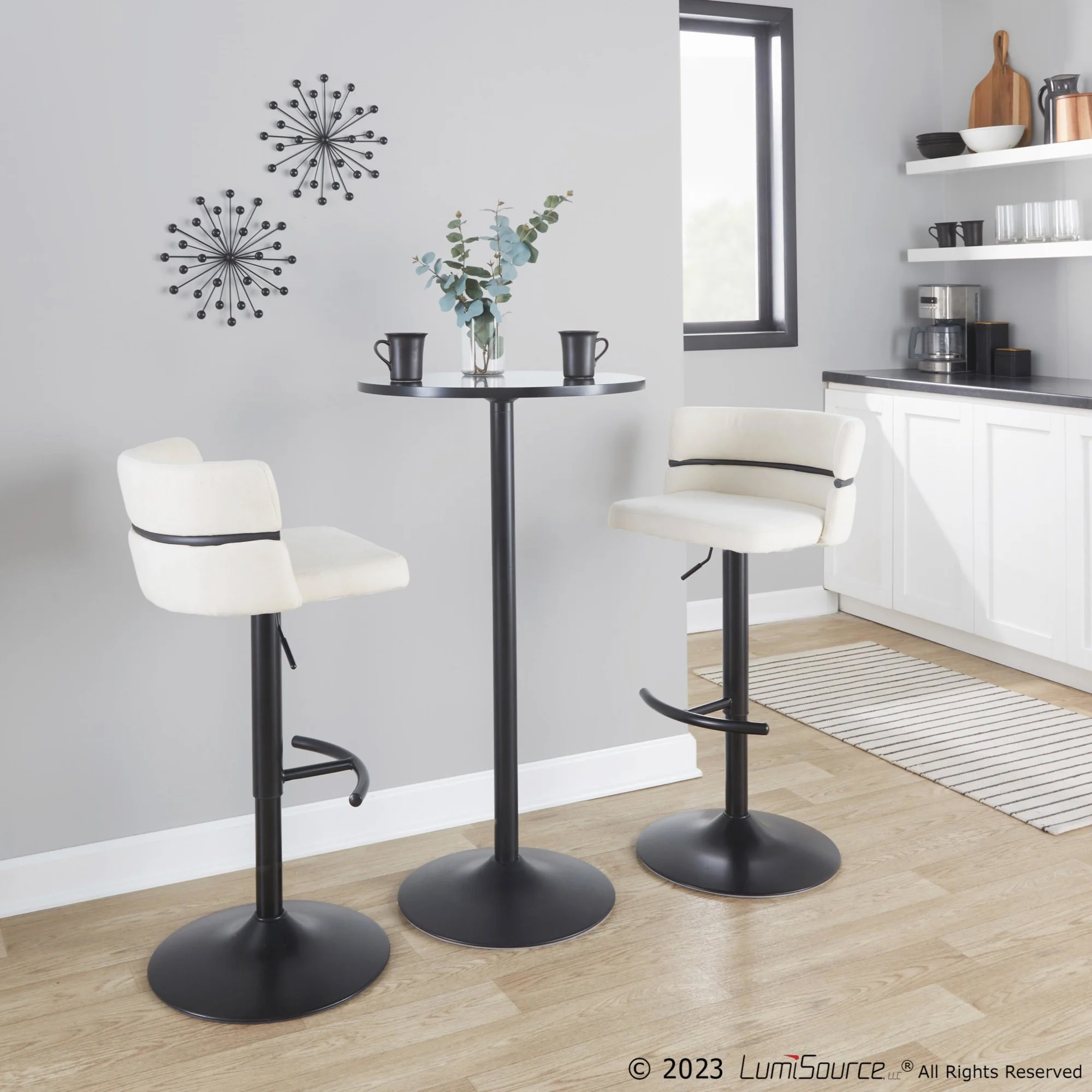 Cinch Adjustable Barstool - Set of 2 By LumiSource - BS-CINCH-RNT2 BKBKCR2 - Image 2
