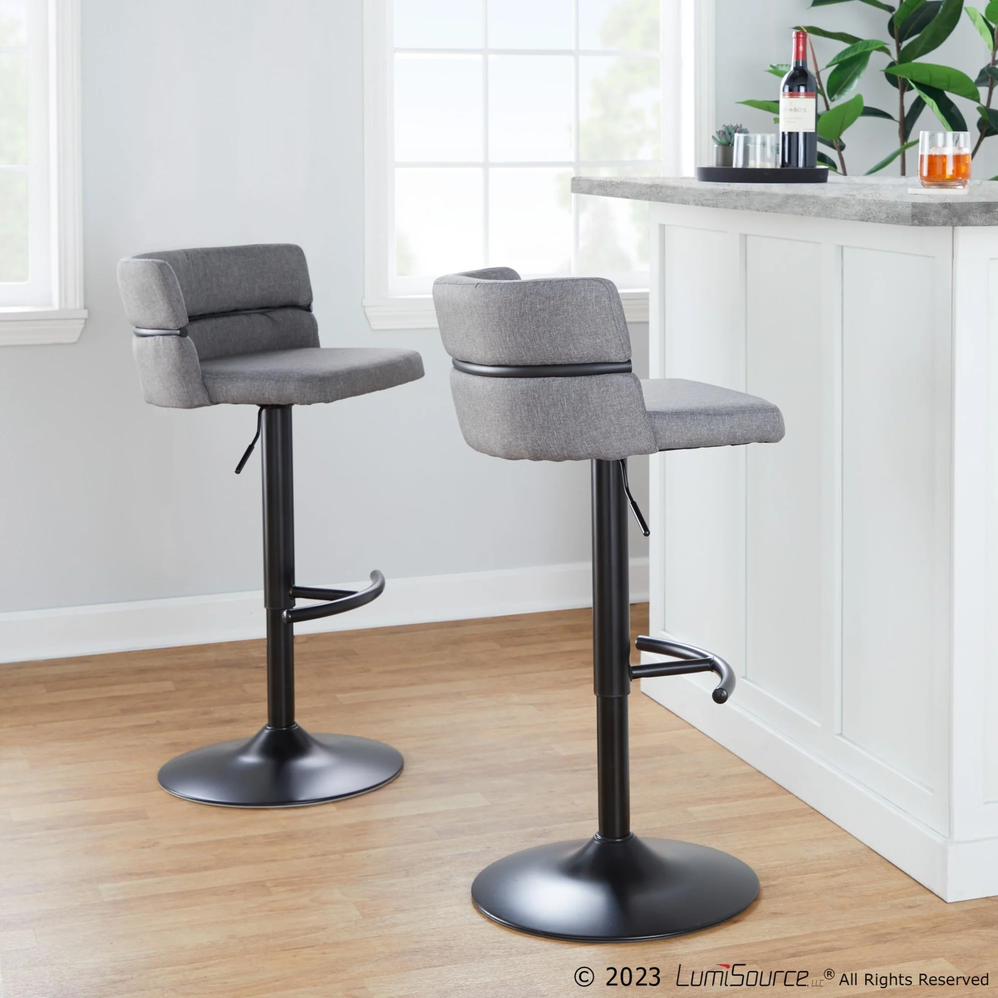 Cinch Adjustable Barstool - Set of 2 By LumiSource - BS-CINCH-RNT2 BKBKCR2 - Image 9
