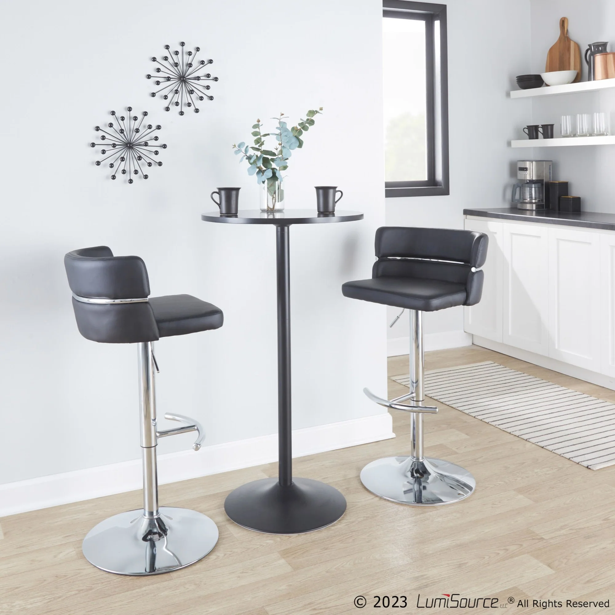 Cinch Adjustable Barstool - Set of 2 By LumiSource - BS-CINCHPU-RNT2 CHRCHRBK2 - Image 2