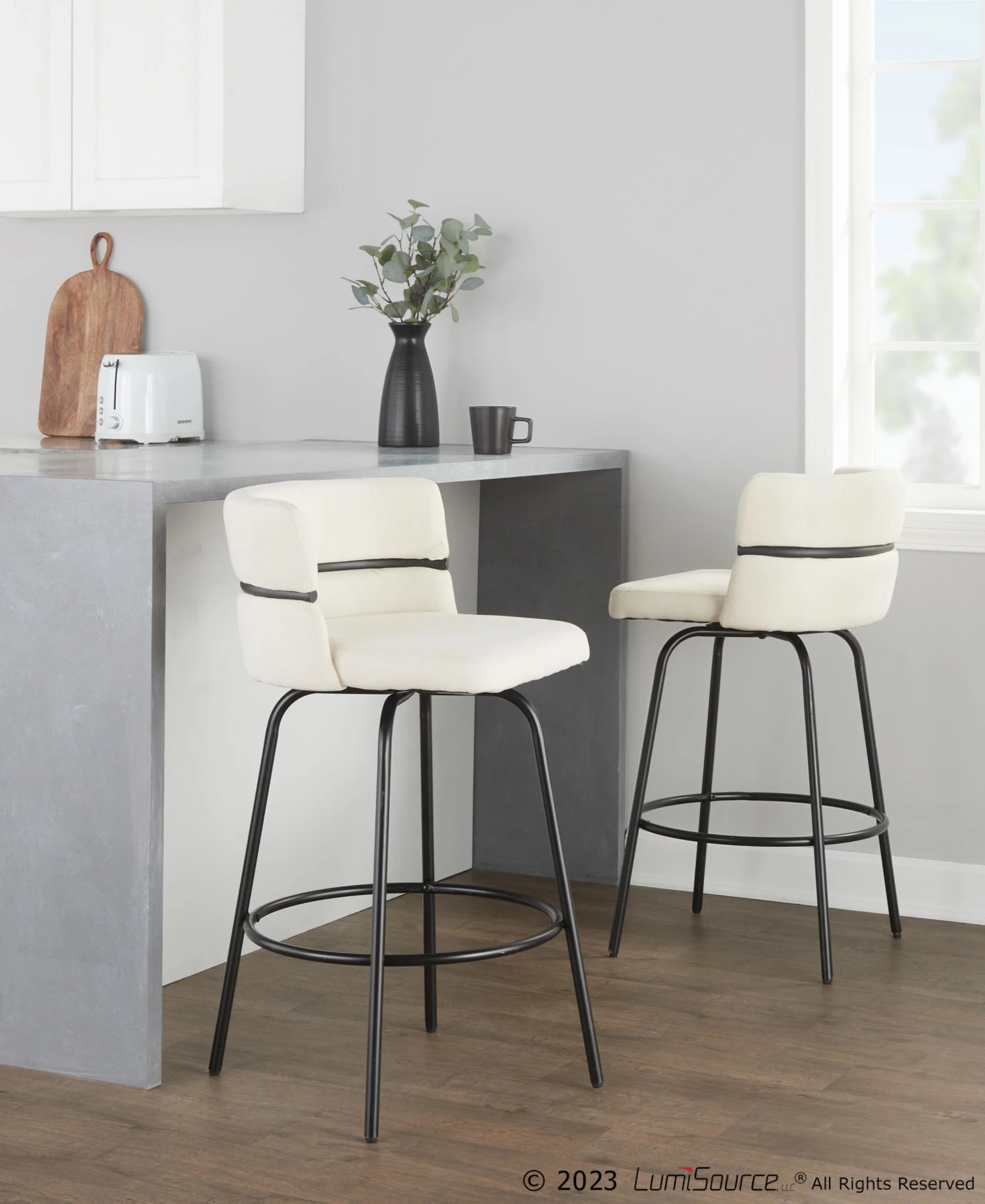 Cinch Claire 26" Fixed-Height Counter Stool - Set of 2 By LumiSource - B26-CINCH-CLARZQ2 BKBKCR2 - Image 2