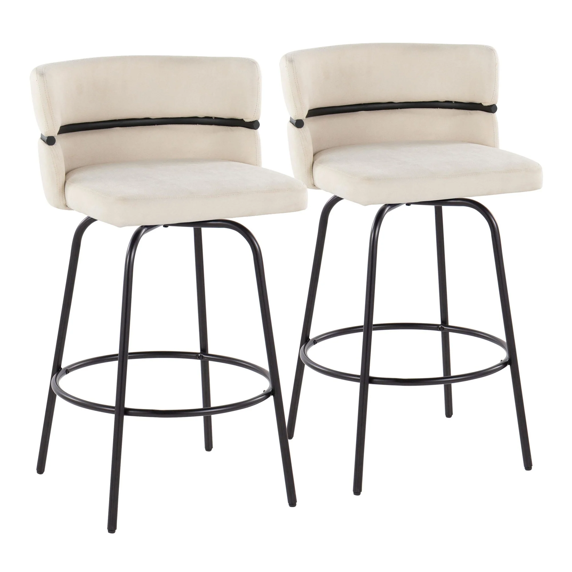 Cinch Claire 26" Fixed-Height Counter Stool - Set of 2 By LumiSource - B26-CINCH-CLARZQ2 BKBKCR2 - Image 3