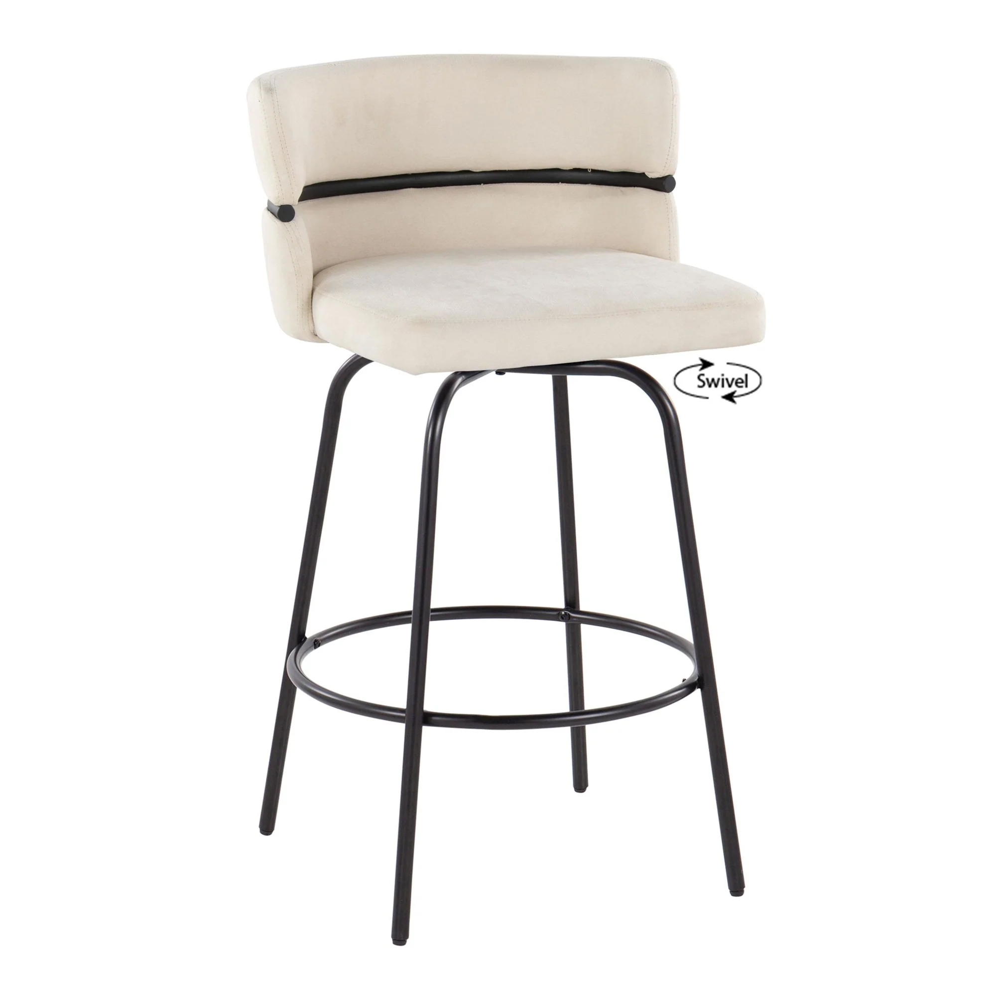Cinch Claire 26" Fixed-Height Counter Stool - Set of 2 By LumiSource - B26-CINCH-CLARZQ2 BKBKCR2 - Image 4