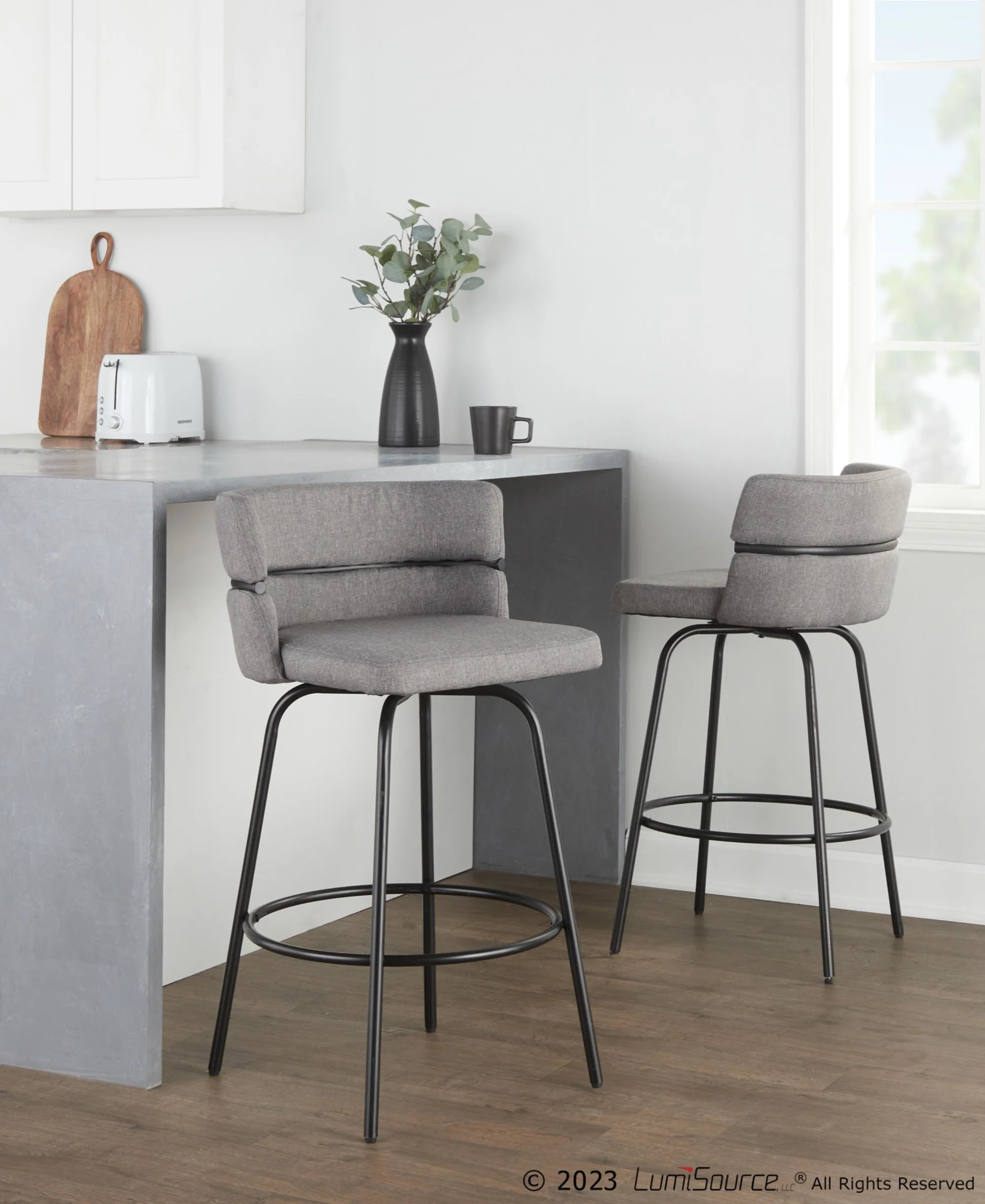 Cinch Claire 26" Fixed-Height Counter Stool - Set of 2 By LumiSource - B26-CINCH-CLARZQ2 BKBKCR2 - Image 9