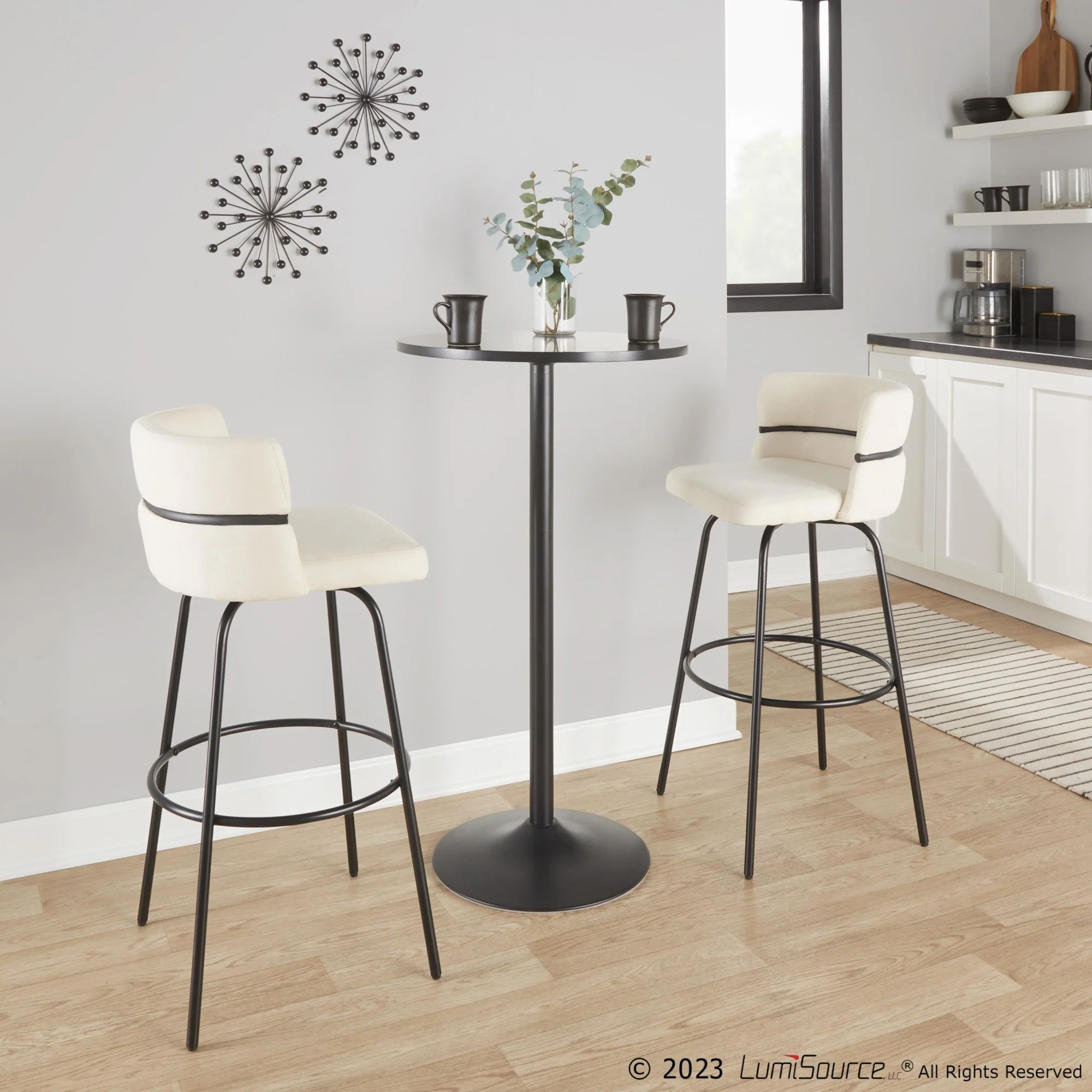Cinch Claire 30" Fixed-Height Barstool - Set of 2 By LumiSource - B30-CINCH-CLARZQ2 BKBKCR2 - Image 4