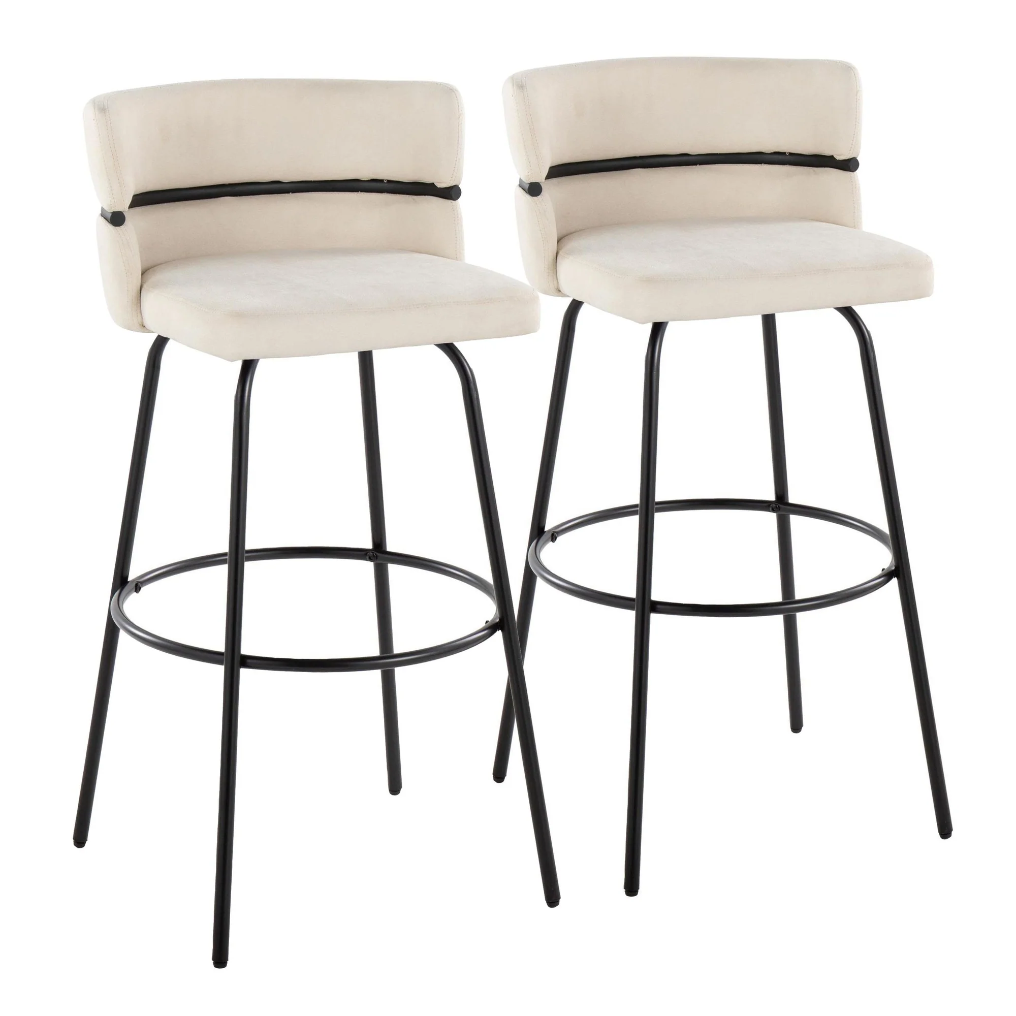 Cinch Claire 30" Fixed-Height Barstool - Set of 2 By LumiSource - B30-CINCH-CLARZQ2 BKBKCR2 - Image 5