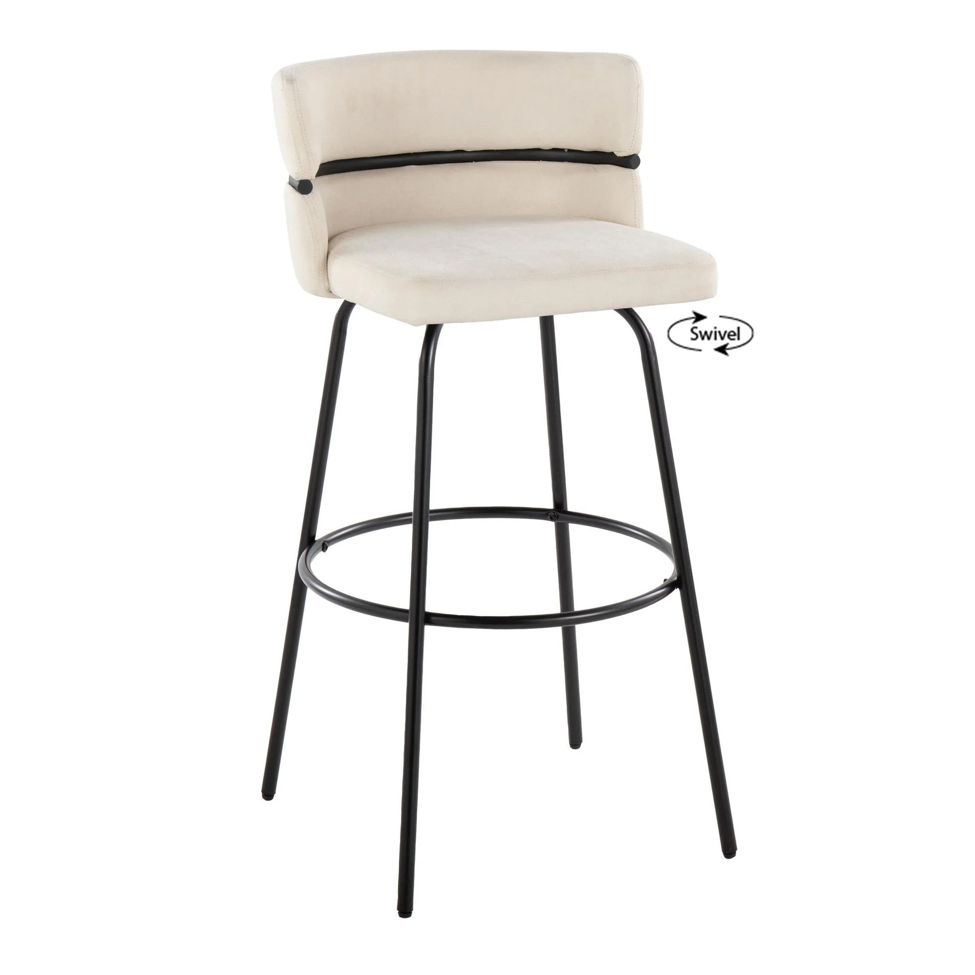 Cinch Claire 30" Fixed-Height Barstool - Set of 2 By LumiSource - B30-CINCH-CLARZQ2 BKBKCR2 - Image 6