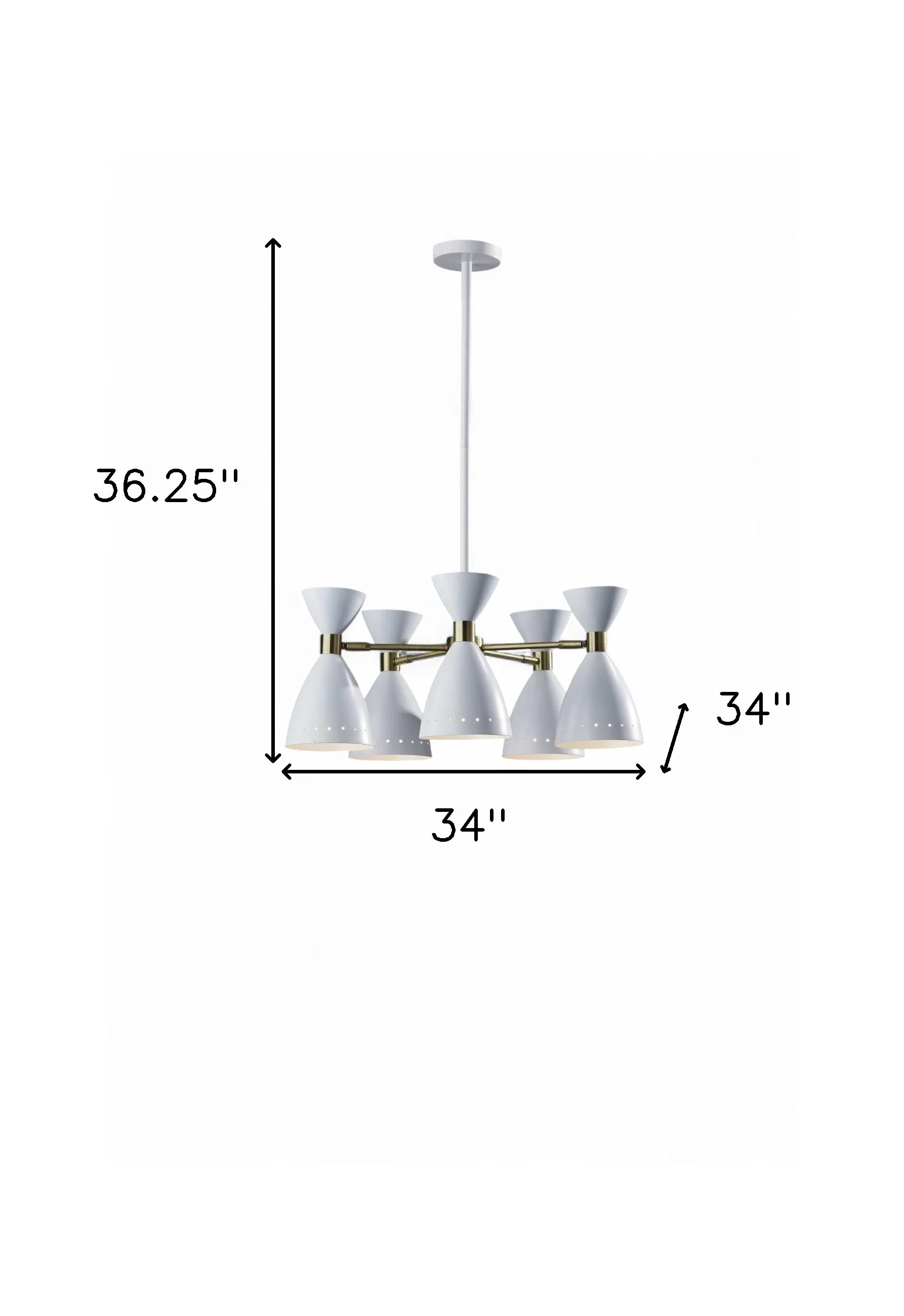 Cinco Diabolo Adjustable White Metal Pendant By Homeroots - Image 7