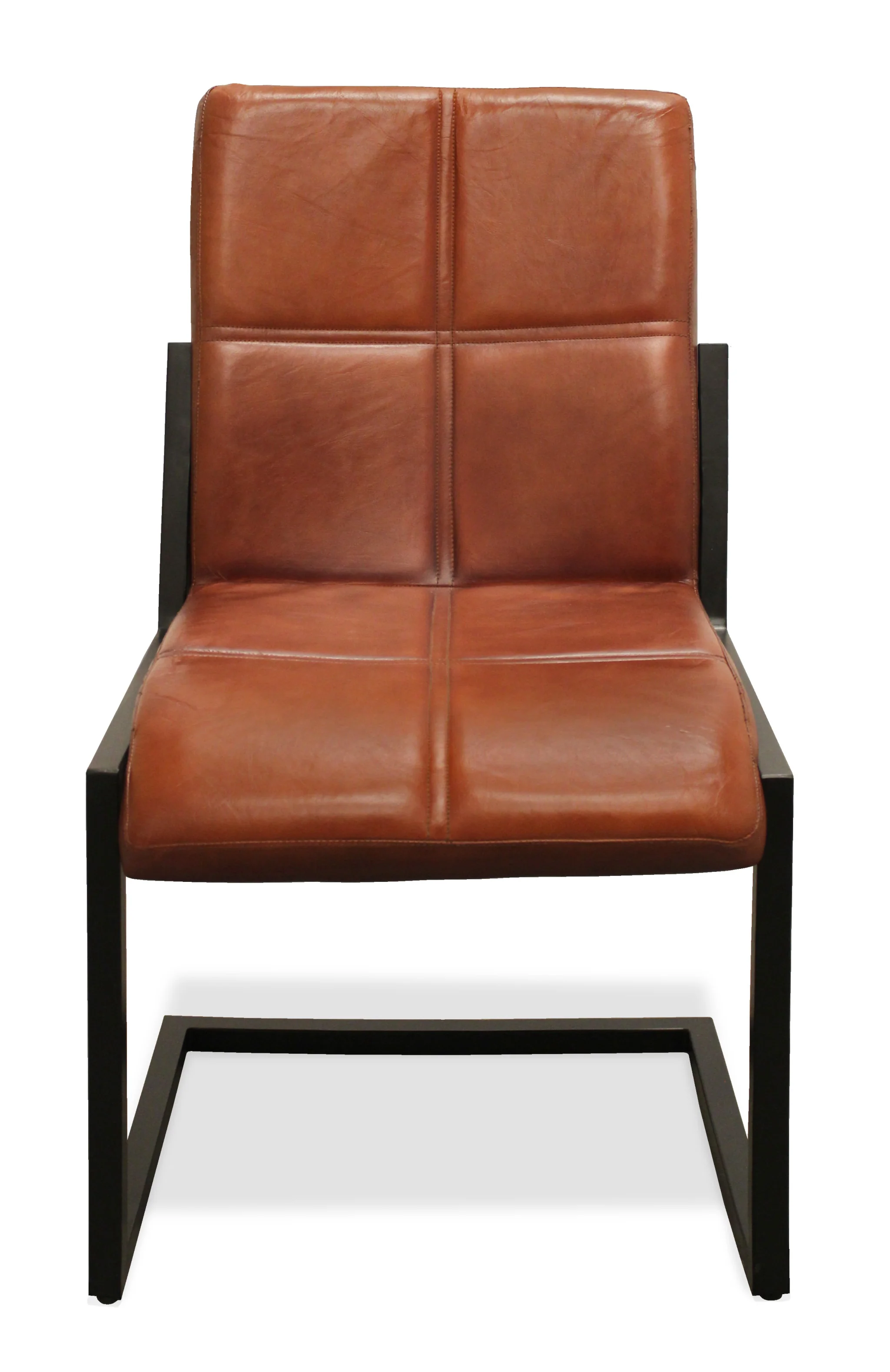 Cinnamon And Black Upholstered Leather Dining Side Chair By Homeroots - Image 2