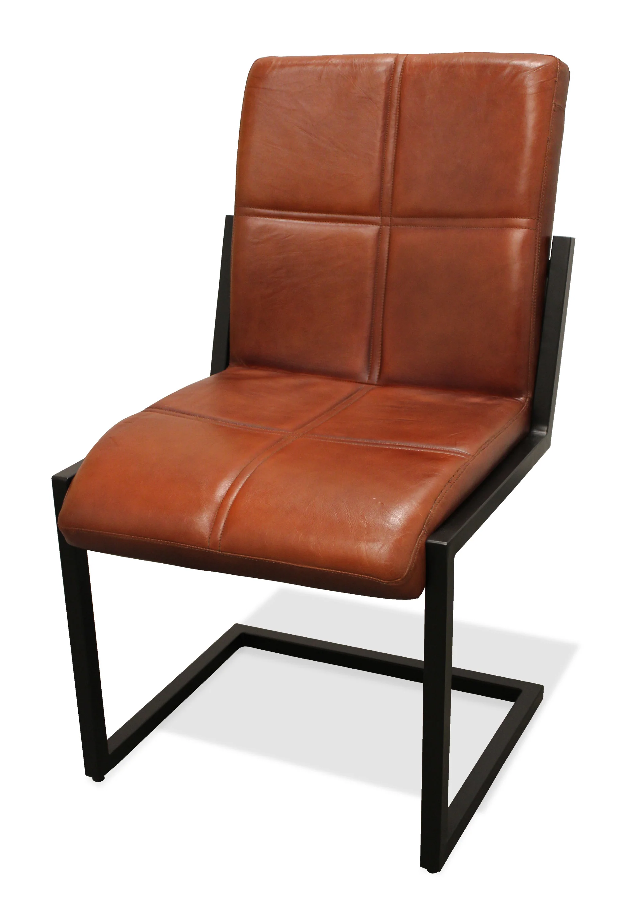 Cinnamon And Black Upholstered Leather Dining Side Chair By Homeroots - Image 3
