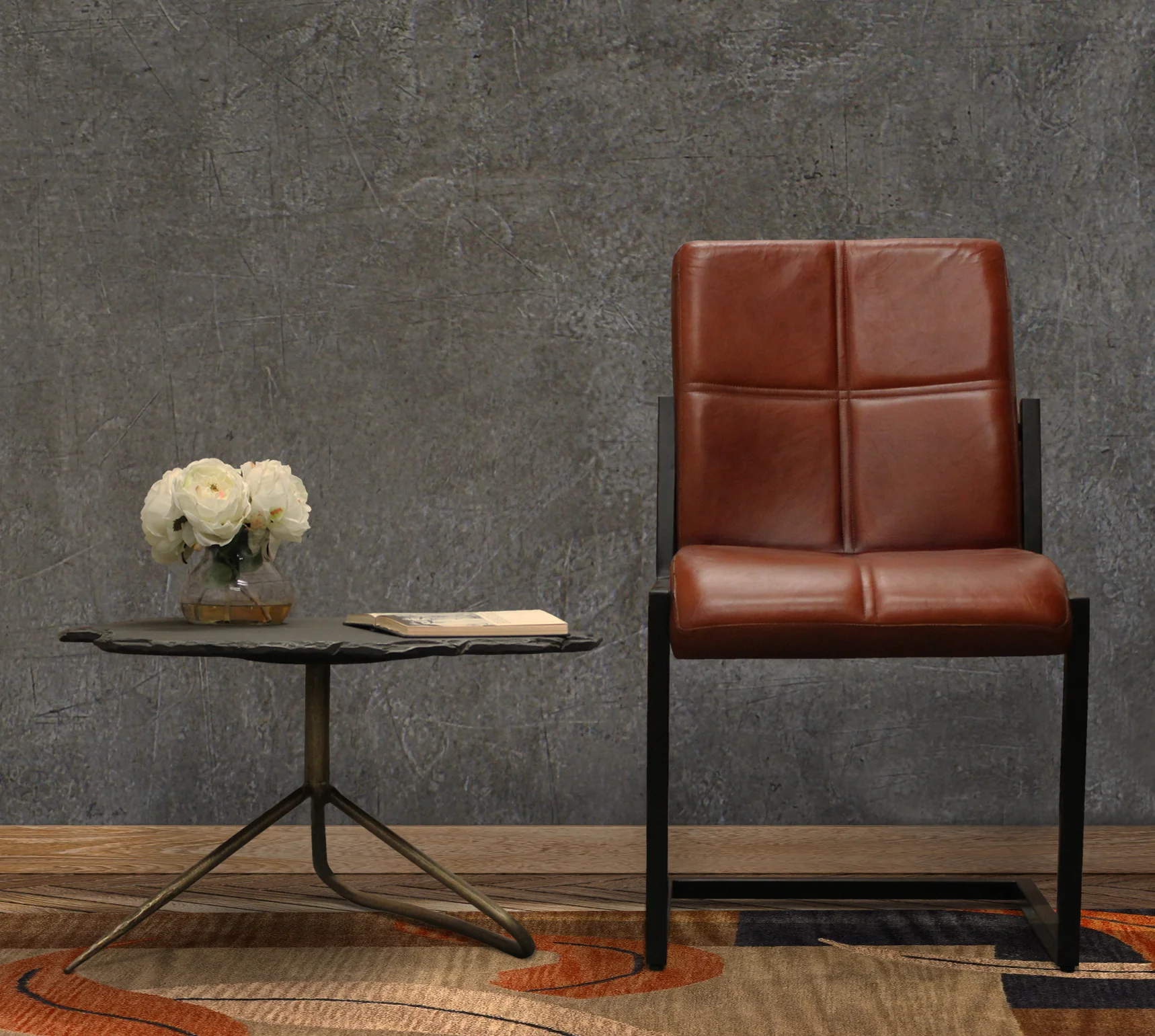Cinnamon And Black Upholstered Leather Dining Side Chair By Homeroots - Image 7