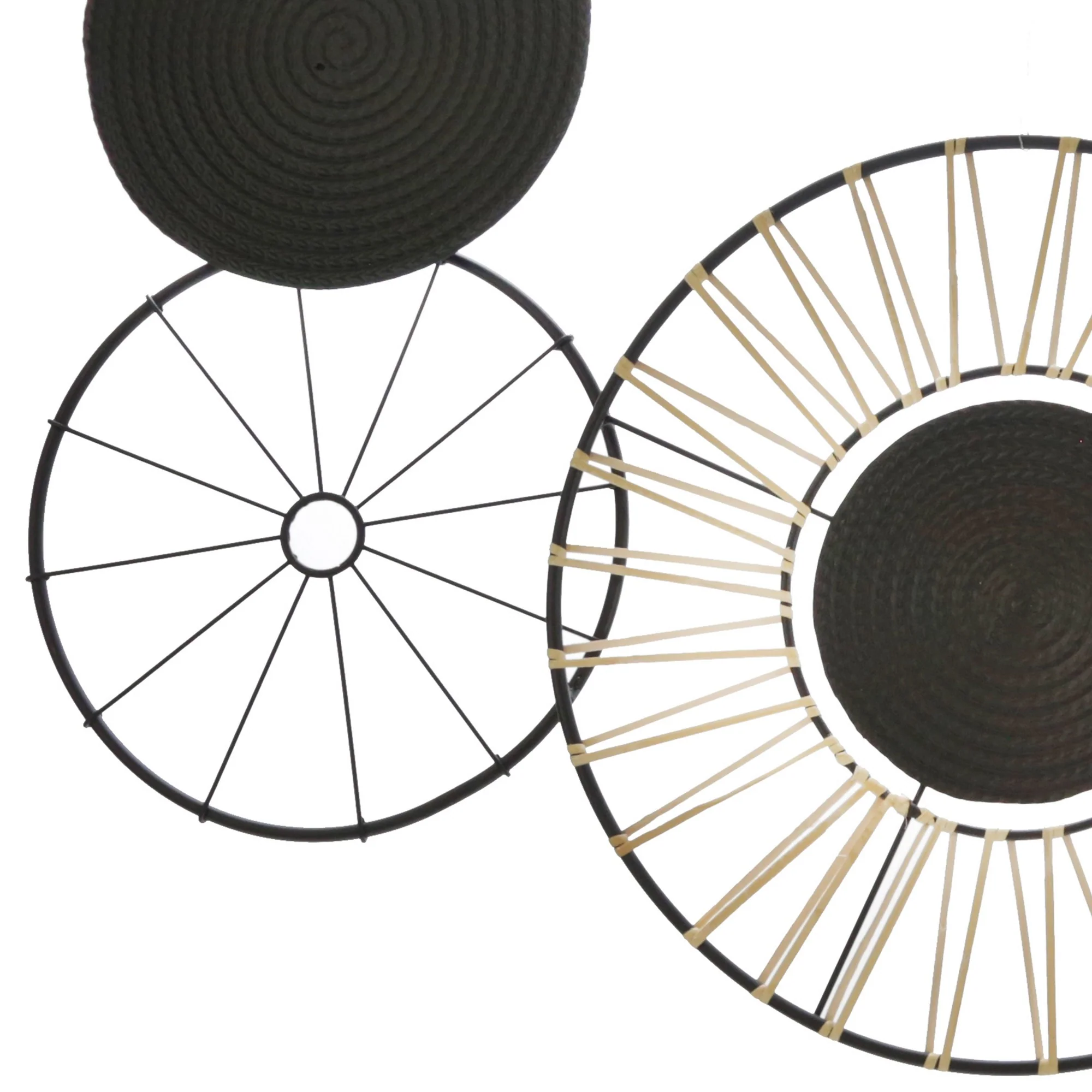 Circular 5 Piece Metal Wall Decor with Wheel and Plate Design, Black By Benzara - Image 3