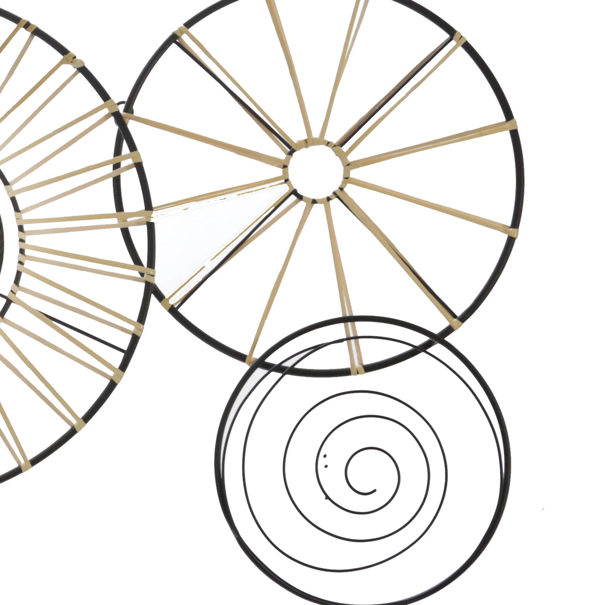 Circular 5 Piece Metal Wall Decor with Wheel and Plate Design, Black By Benzara - Image 4