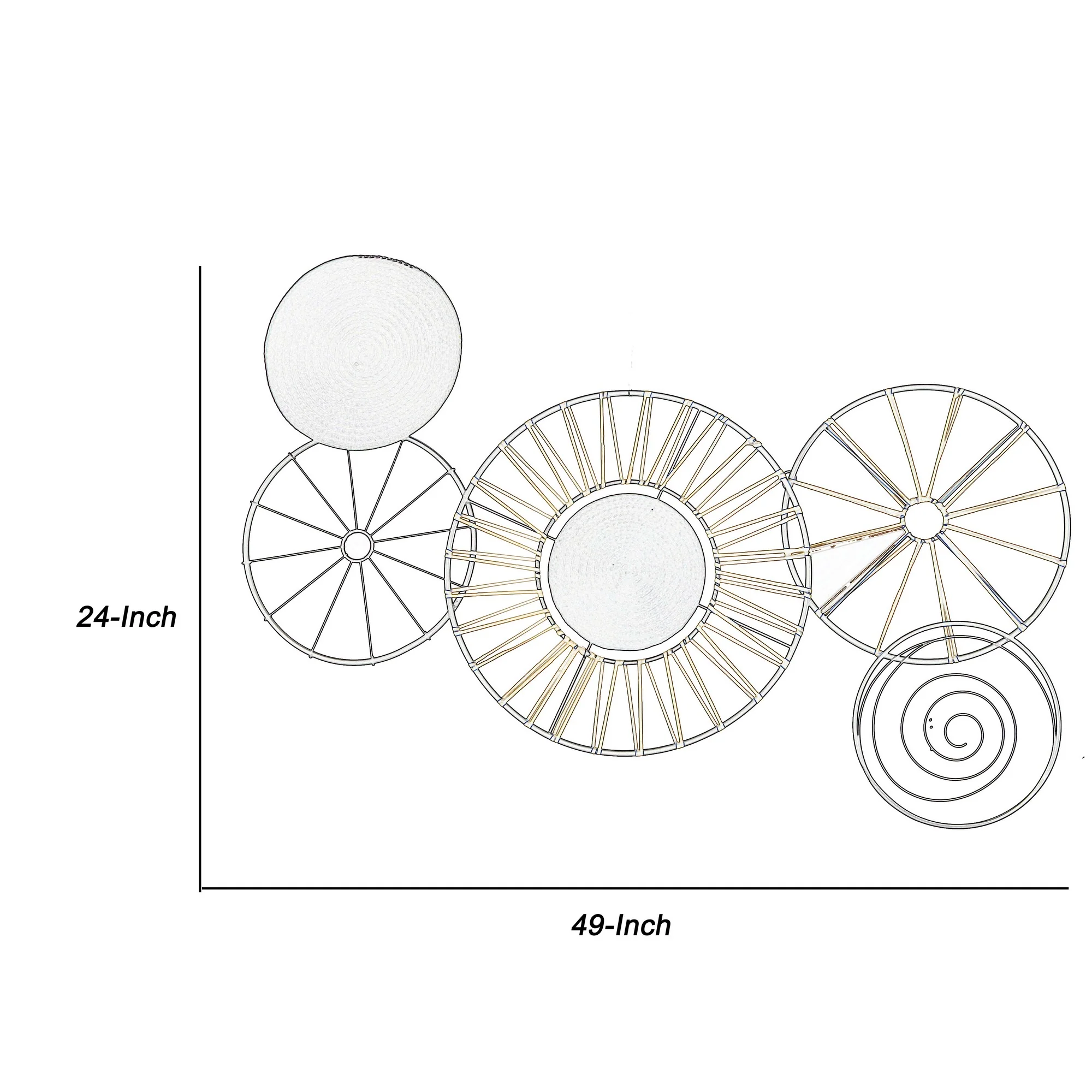 Circular 5 Piece Metal Wall Decor with Wheel and Plate Design, Black By Benzara - Image 5