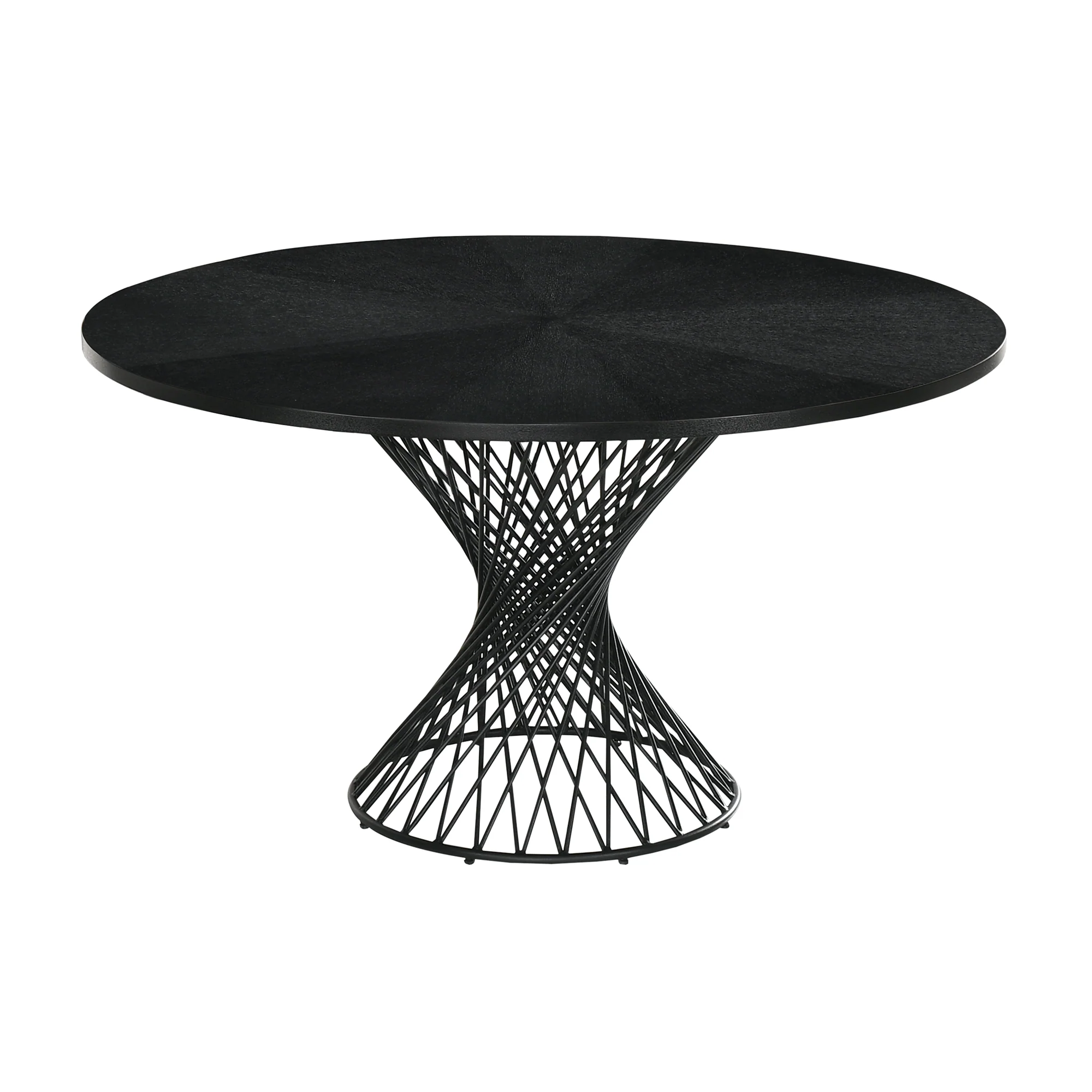 Cirque Channell 5 Piece Black Wood Dining Table Set with Charcoal Fabric By Armen Living - Image 5