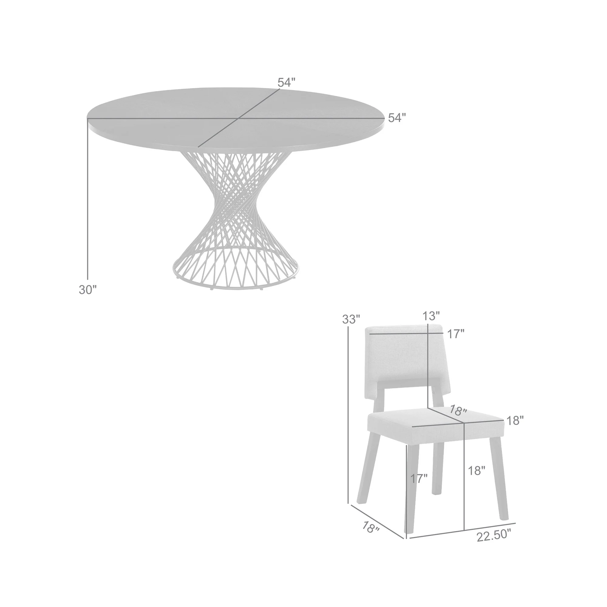Cirque Channell 5 Piece Black Wood Dining Table Set with Charcoal Fabric By Armen Living - Image 9