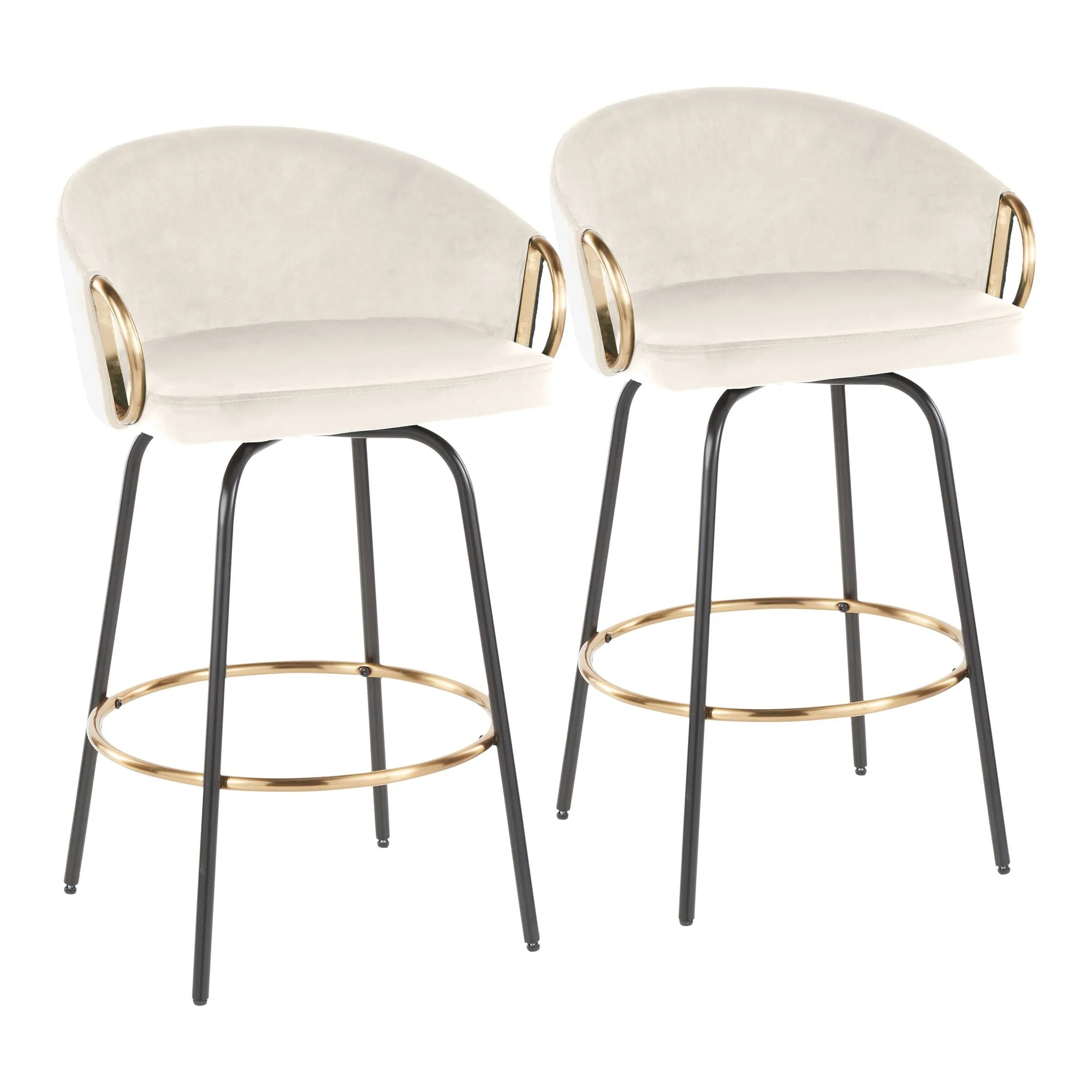 Claire 26" Fixed Height Counter Stool - Set of 2 Cream By LumiSource - Image 2