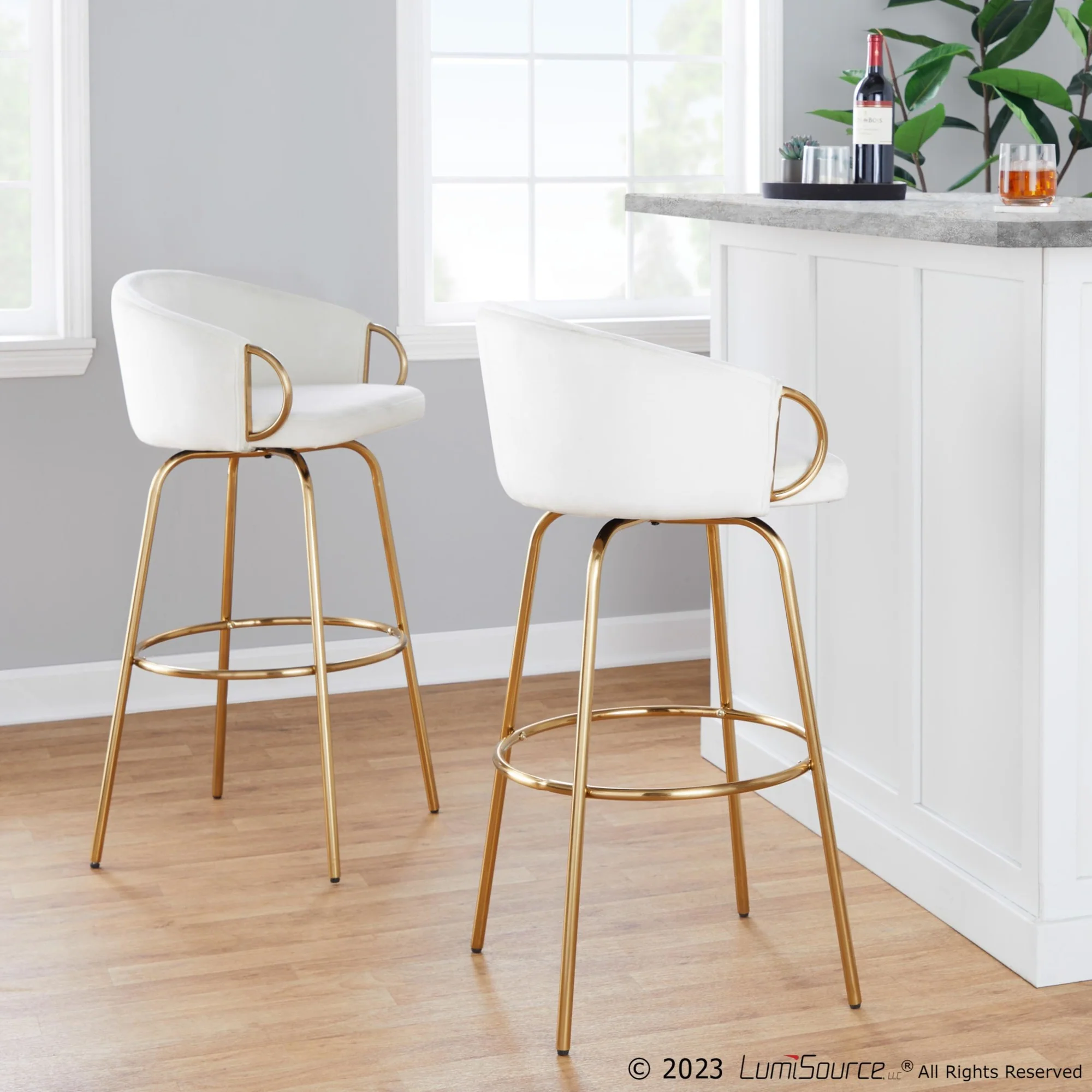 Claire 30" Fixed-Height Barstool - Set of 2 By LumiSource - B30-CLAIREV2 AUCR2 - Image 2