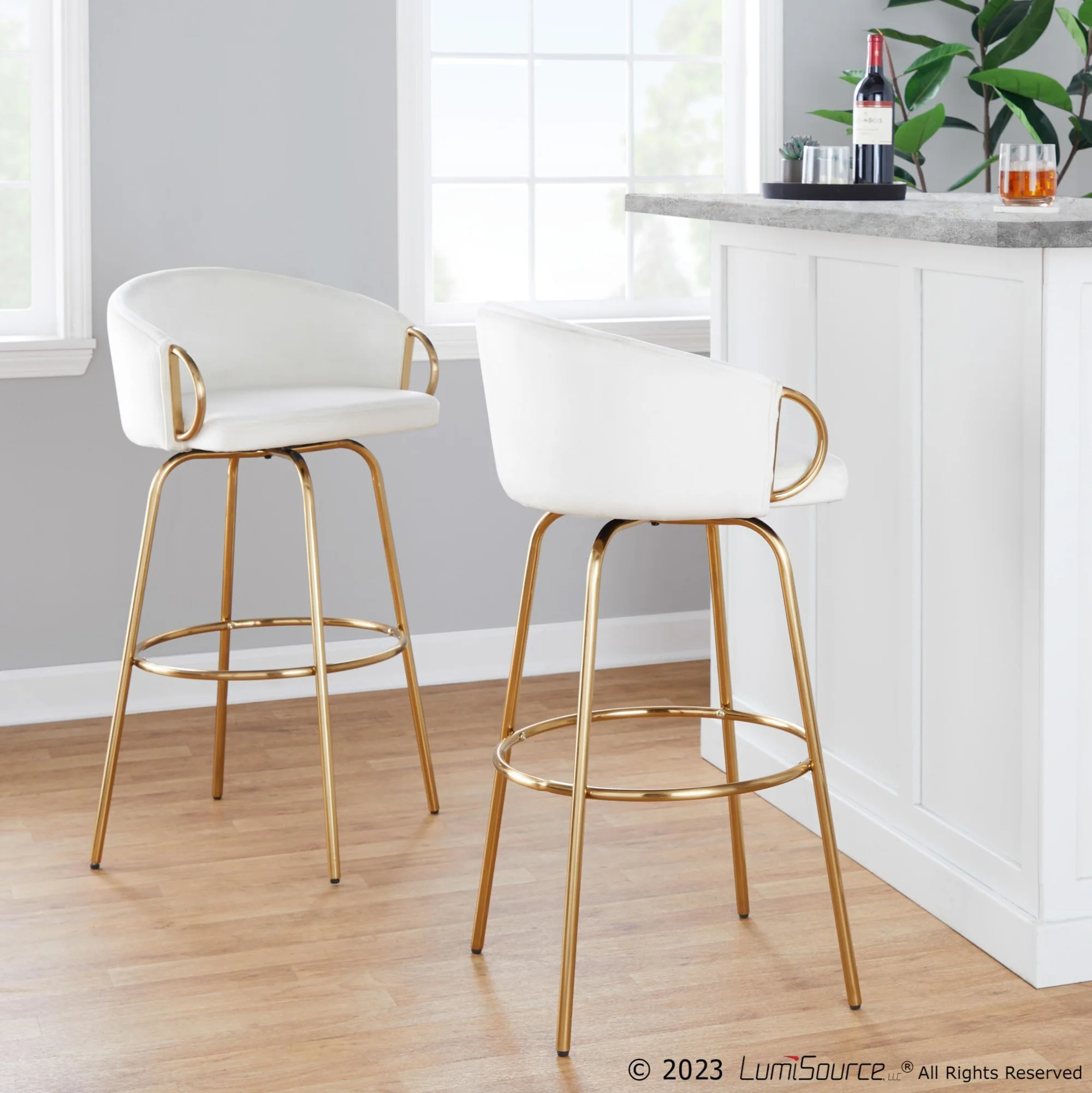 Claire 30" Fixed-Height Barstool - Set of 2 By LumiSource - B30-CLAIREV2 AUCR2 - Image 3