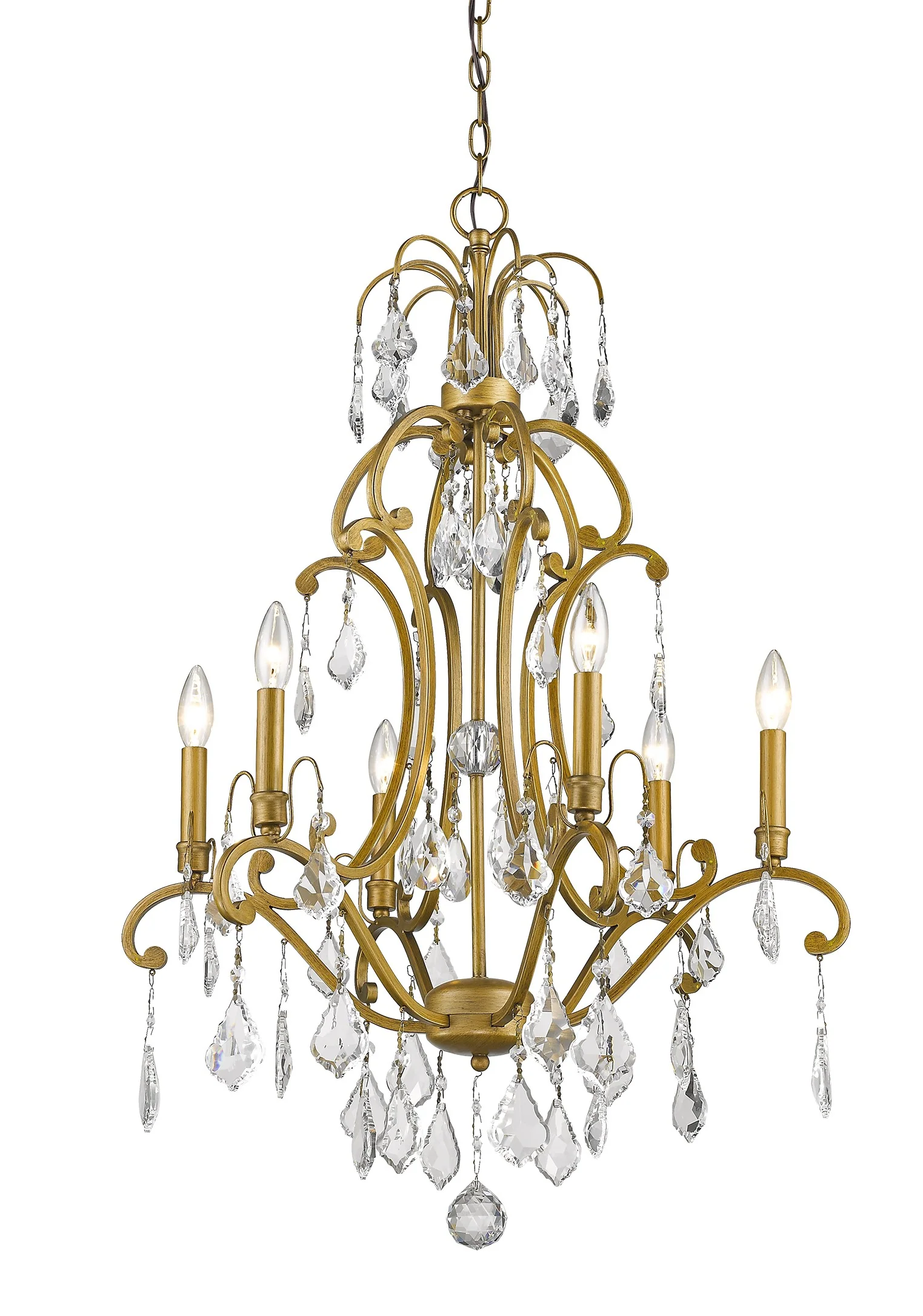Claire 6-Light Antique Gold Chandelier With Crystal Accents By Homeroots - Image 2