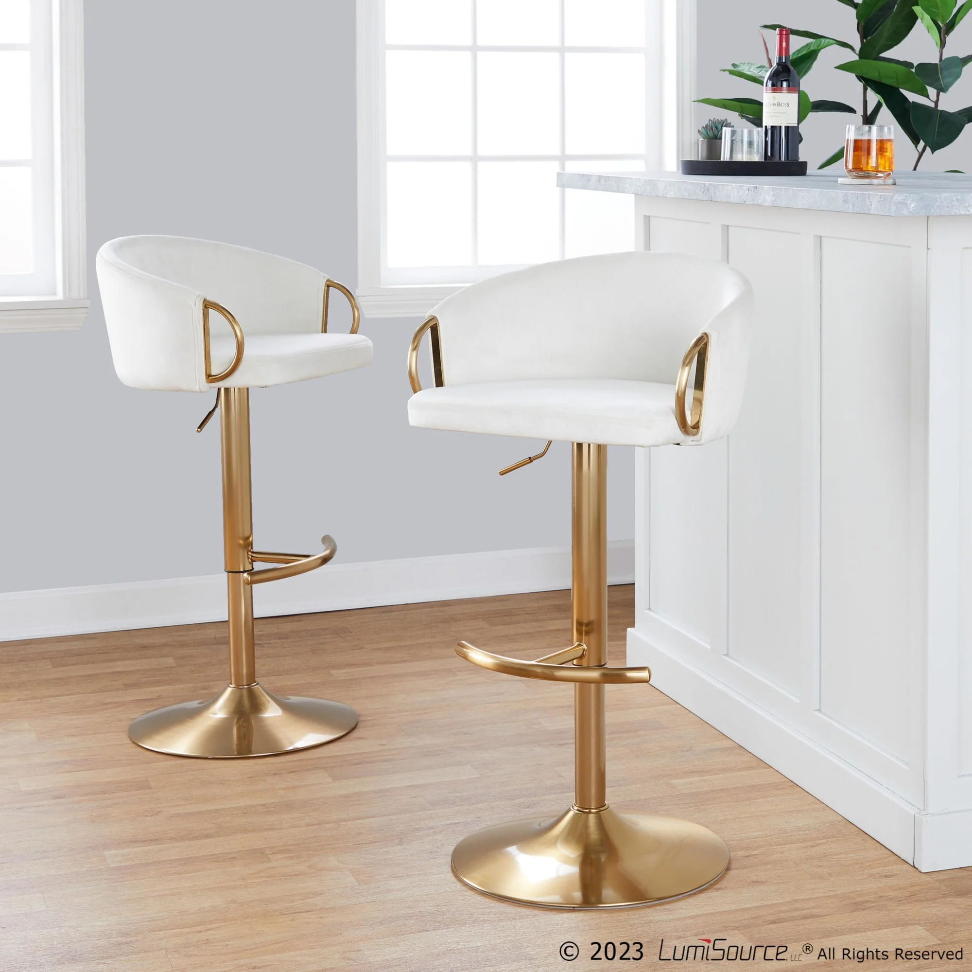 Claire Adjustable Barstool - Set of 2 By LumiSource - BS-CLAIREV-RT2 AUCR2 - Image 2