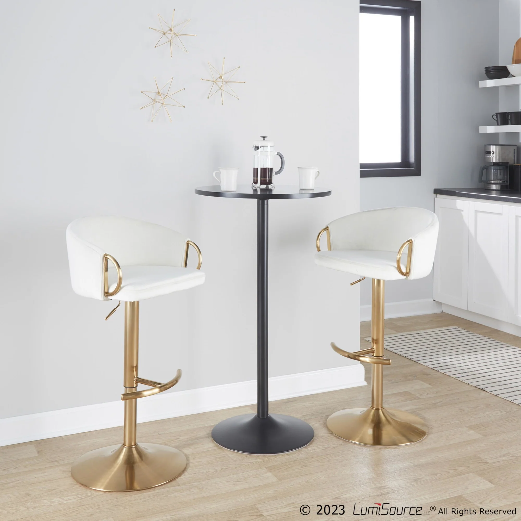 Claire Adjustable Barstool - Set of 2 By LumiSource - BS-CLAIREV-RT2 AUCR2 - Image 3