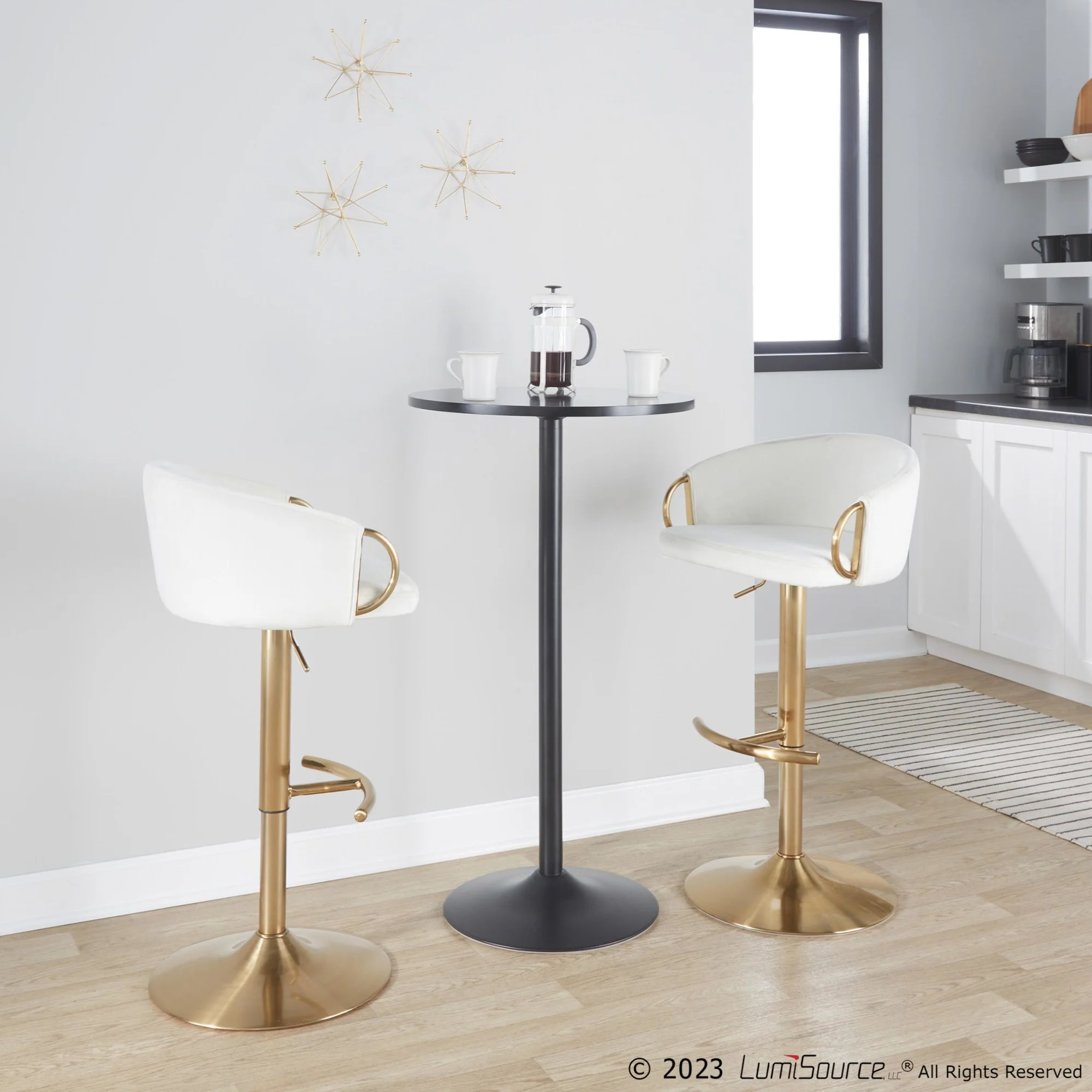 Claire Adjustable Barstool - Set of 2 By LumiSource - BS-CLAIREV-RT2 AUCR2 - Image 4