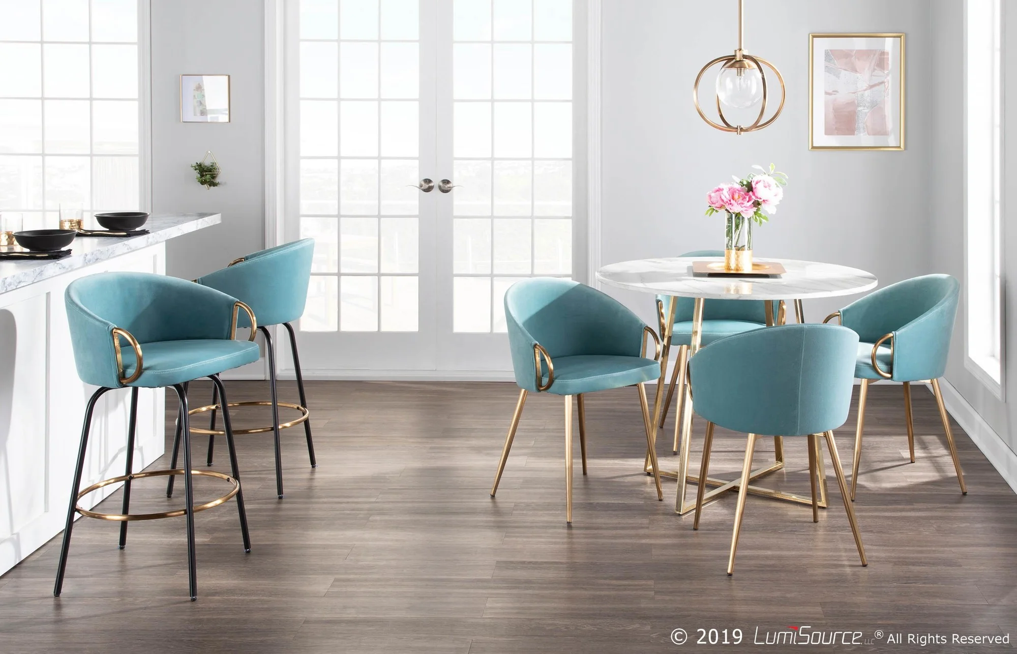 Claire Counter Stool - Set of 2 By LumiSource - B26-CLAIRE2-SWVG BKVLBU2 - Image 2