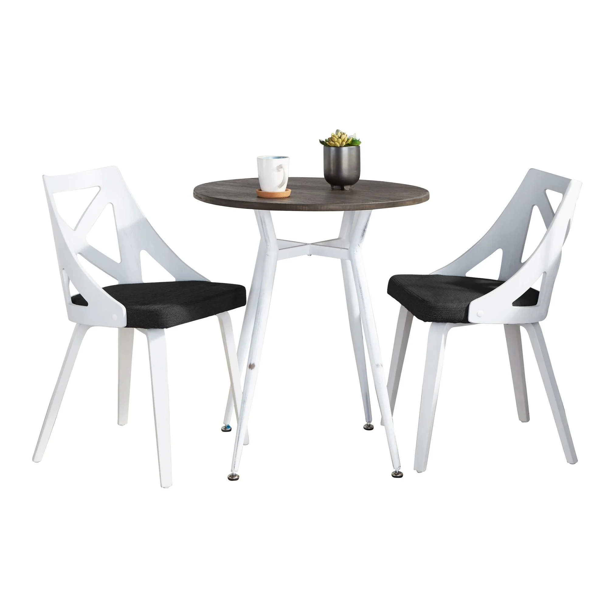 Clara-Charlotte Round Dinette Set - 3 Piece By LumiSource - DS3-CLRARNVWE+2CHARLOTFBWCHAR - Image 2