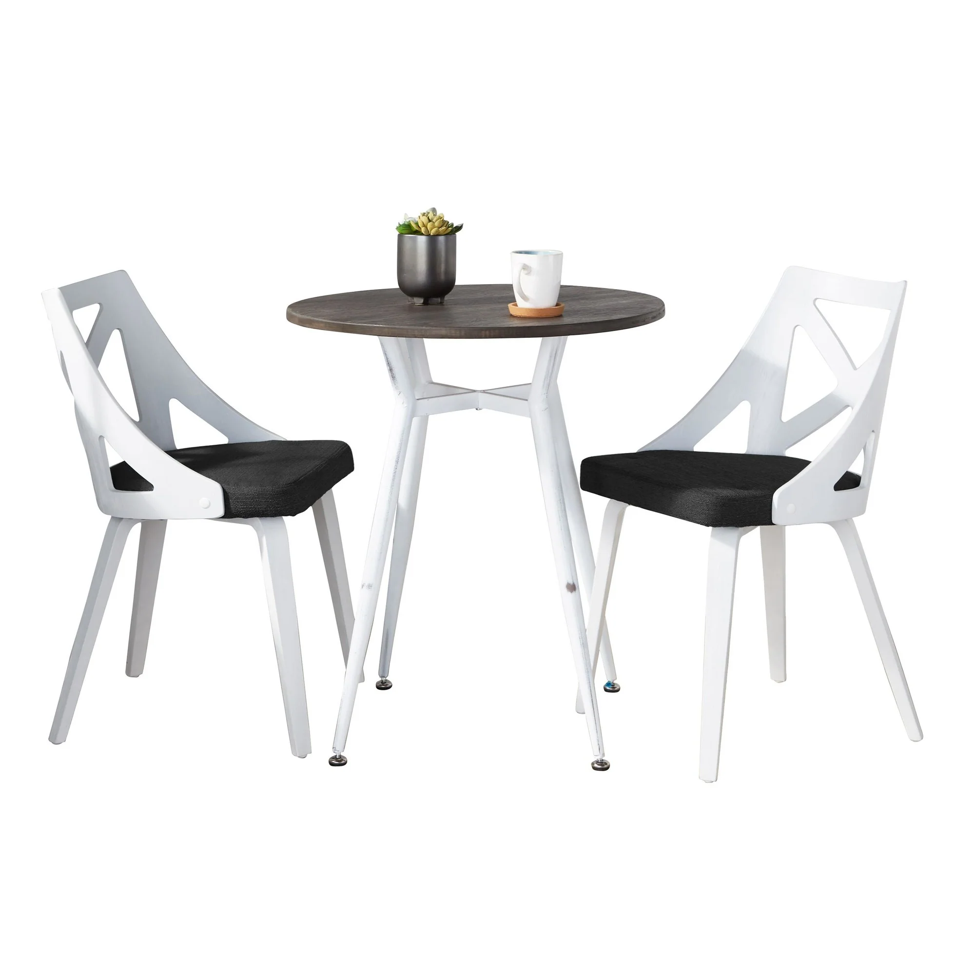 Clara-Charlotte Round Dinette Set - 3 Piece By LumiSource - DS3-CLRARNVWE+2CHARLOTFBWCHAR - Image 3