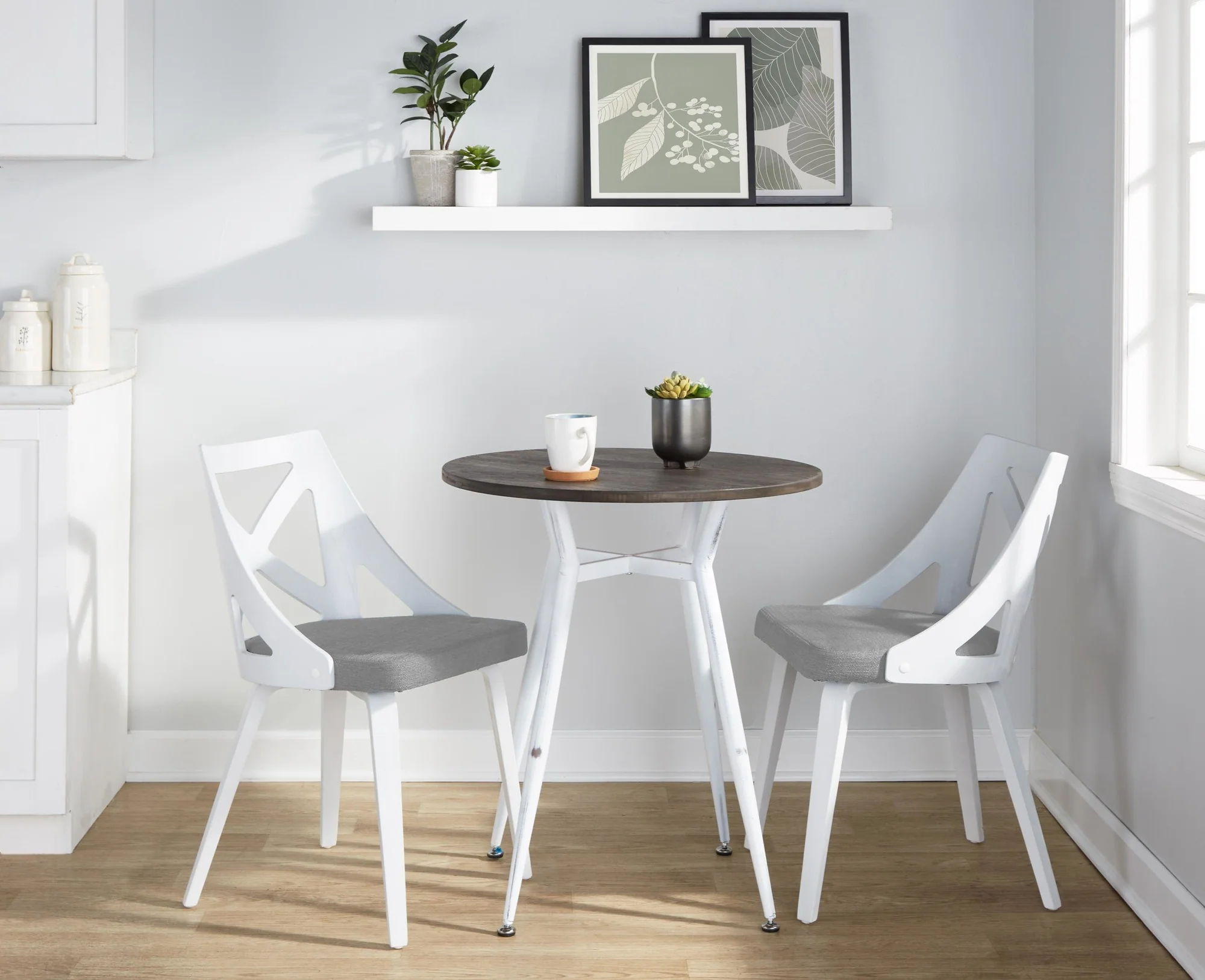 Clara-Charlotte Round Dinette Set - 3 Piece By LumiSource - DS3-CLRARNVWE+2CHARLOTFBWCHAR - Image 4