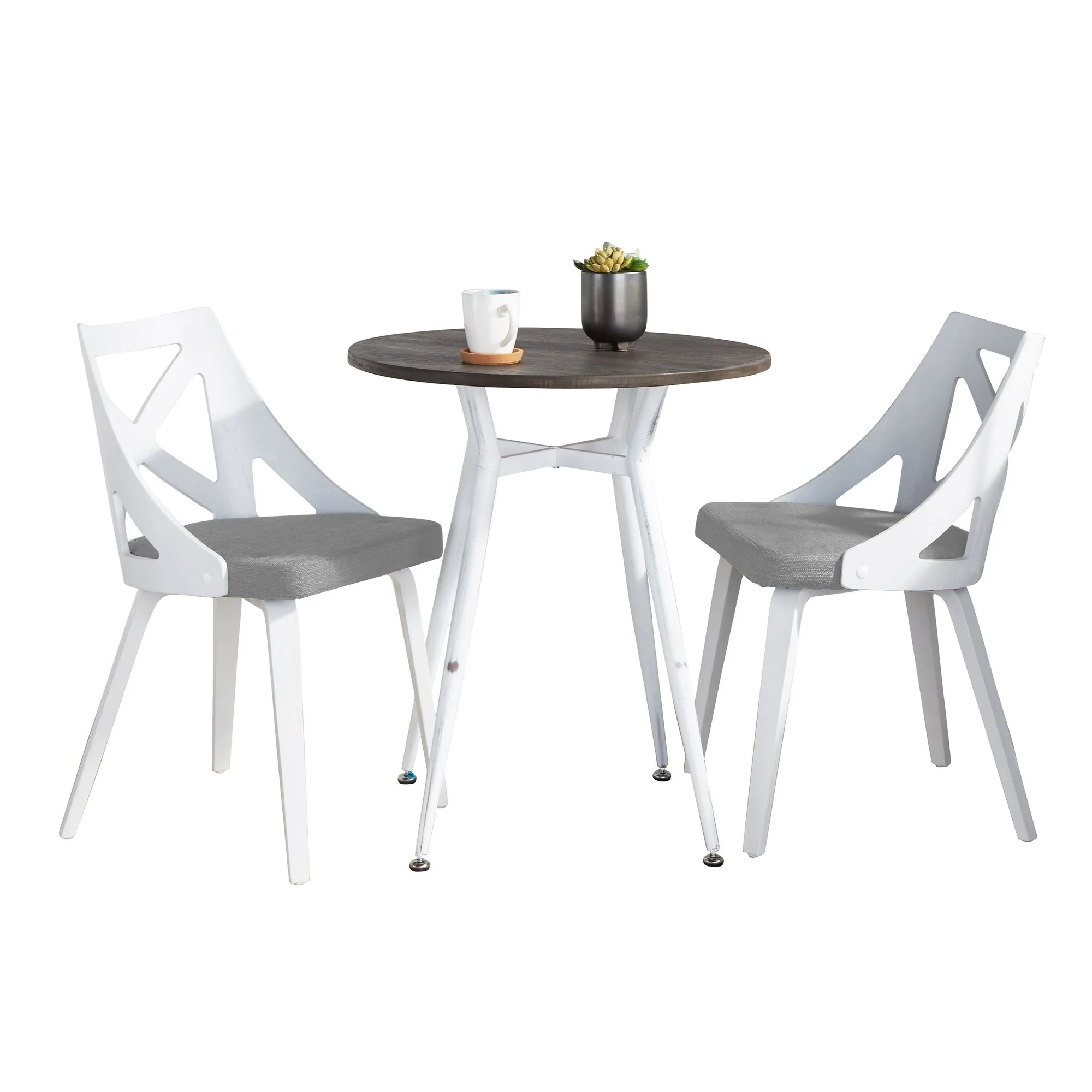 Clara-Charlotte Round Dinette Set - 3 Piece By LumiSource - DS3-CLRARNVWE+2CHARLOTFBWCHAR - Image 5