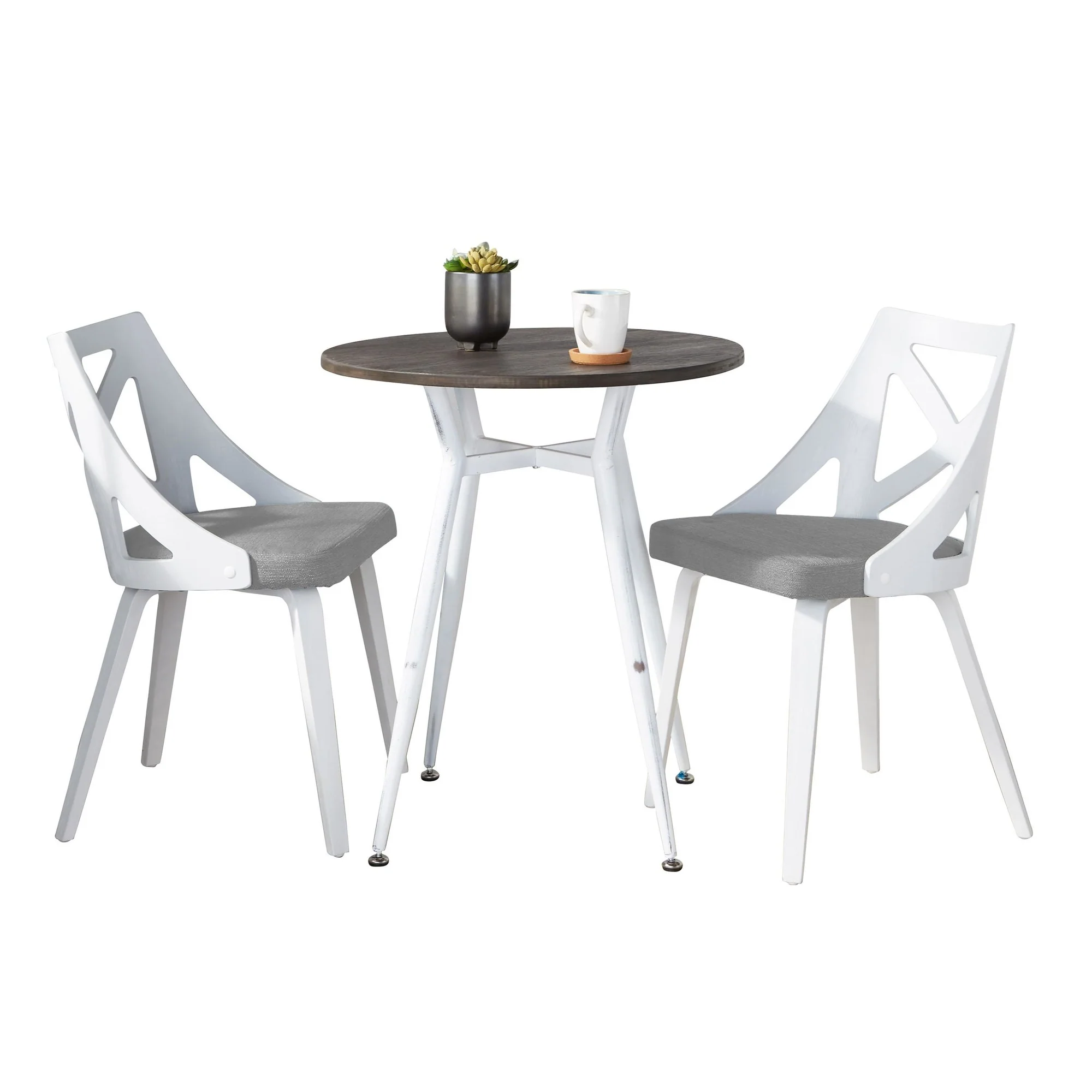 Clara-Charlotte Round Dinette Set - 3 Piece By LumiSource - DS3-CLRARNVWE+2CHARLOTFBWCHAR - Image 6
