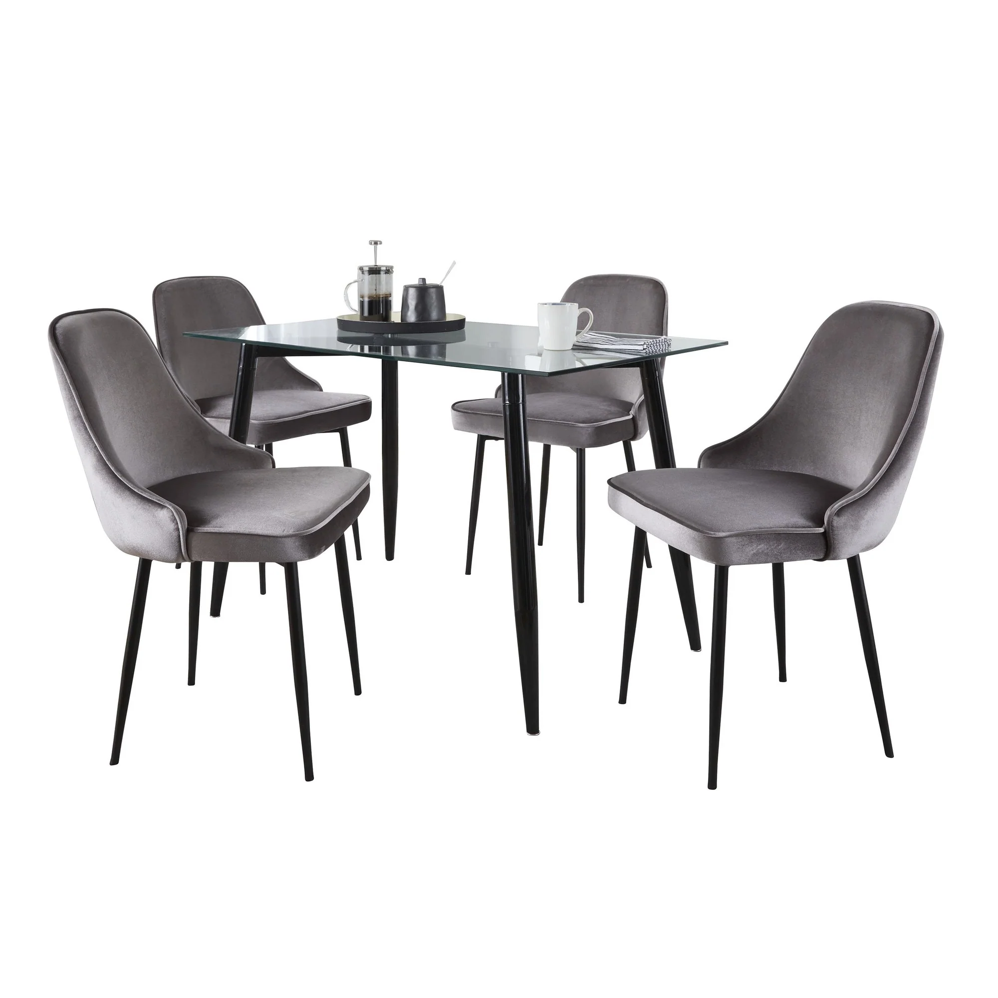 Clara-Marcel Dining Set - 5 Piece By LumiSource - DS5-CLRABKCL+4MARCLVBKSV - Image 2