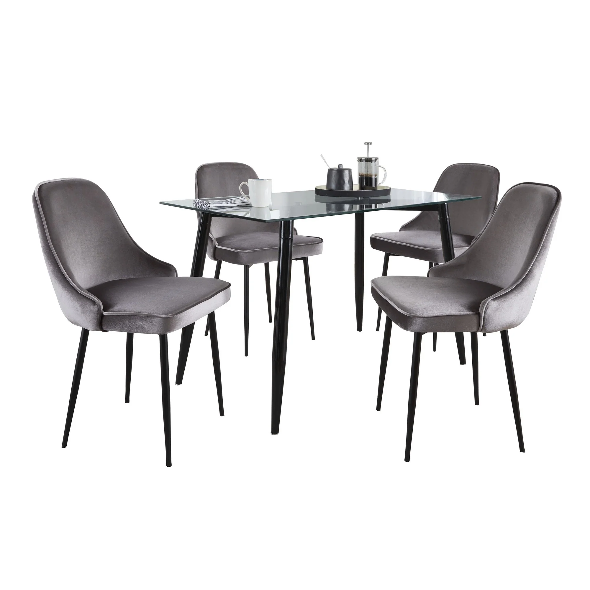 Clara-Marcel Dining Set - 5 Piece By LumiSource - DS5-CLRABKCL+4MARCLVBKSV - Image 3