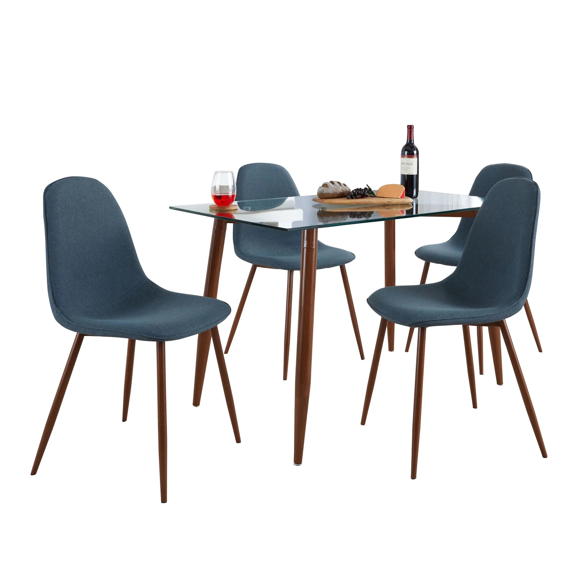 Clara-Pebble Dining Set - 5 Piece By LumiSource - DS5-CLRAWLCL+4PEBFBWLBU - Image 2